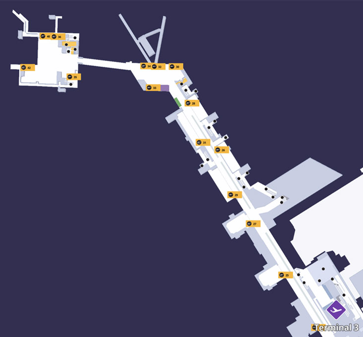 London Heathrow Airport Terminal 3 gates 23 to 42