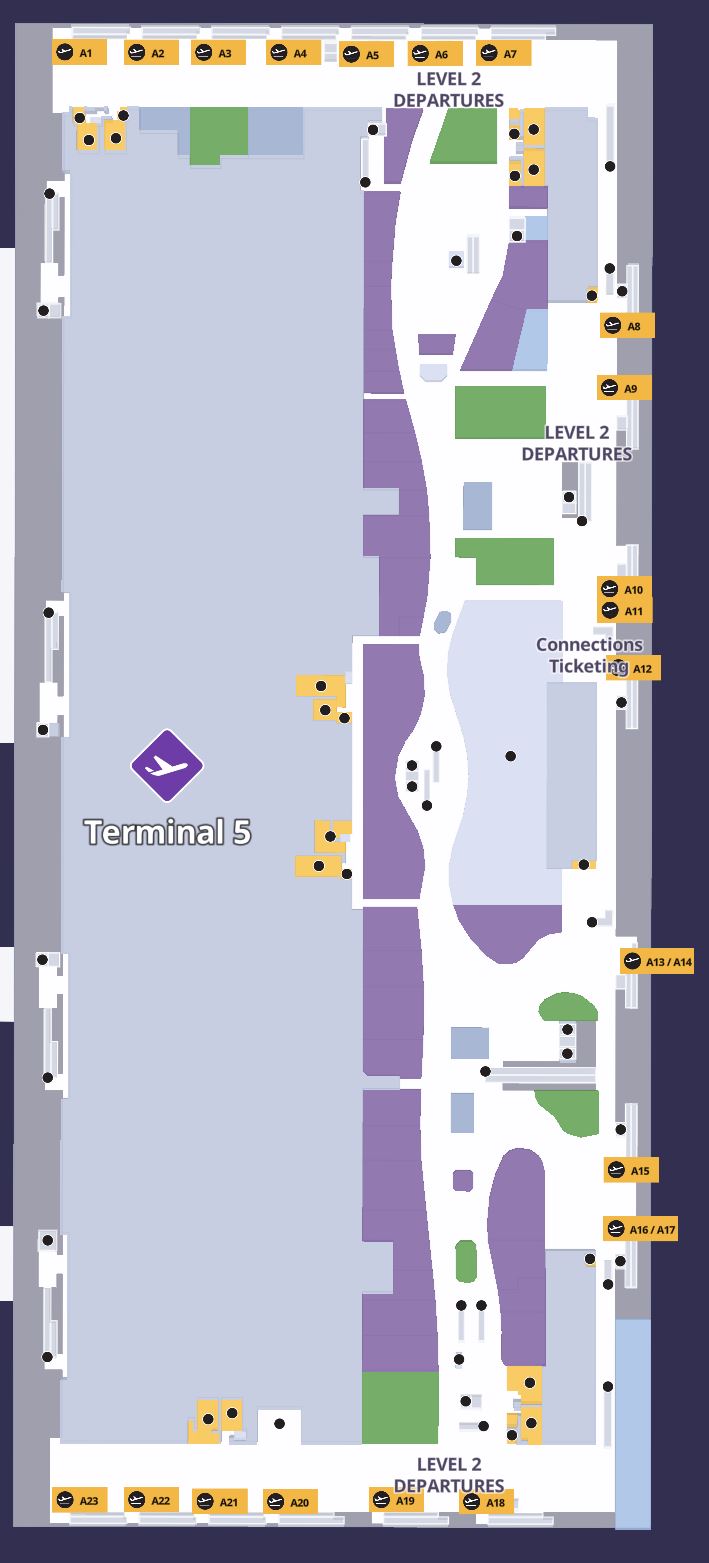 London Heathrow Airport Terminal 5 Gates A1 A23