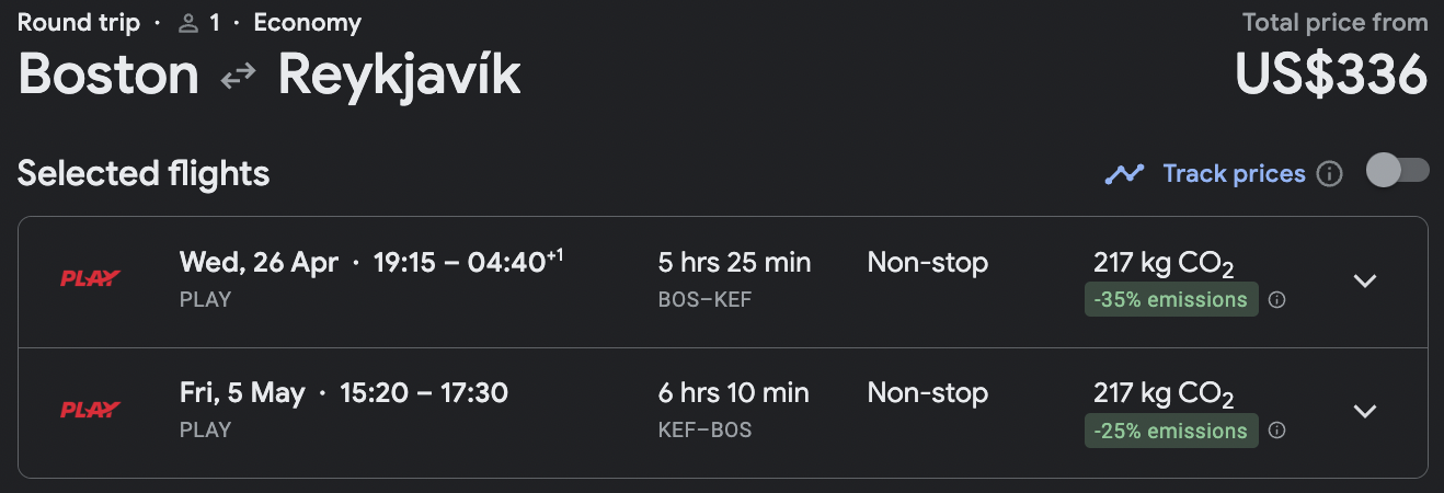 Low cost Play fares from Boston to Iceland