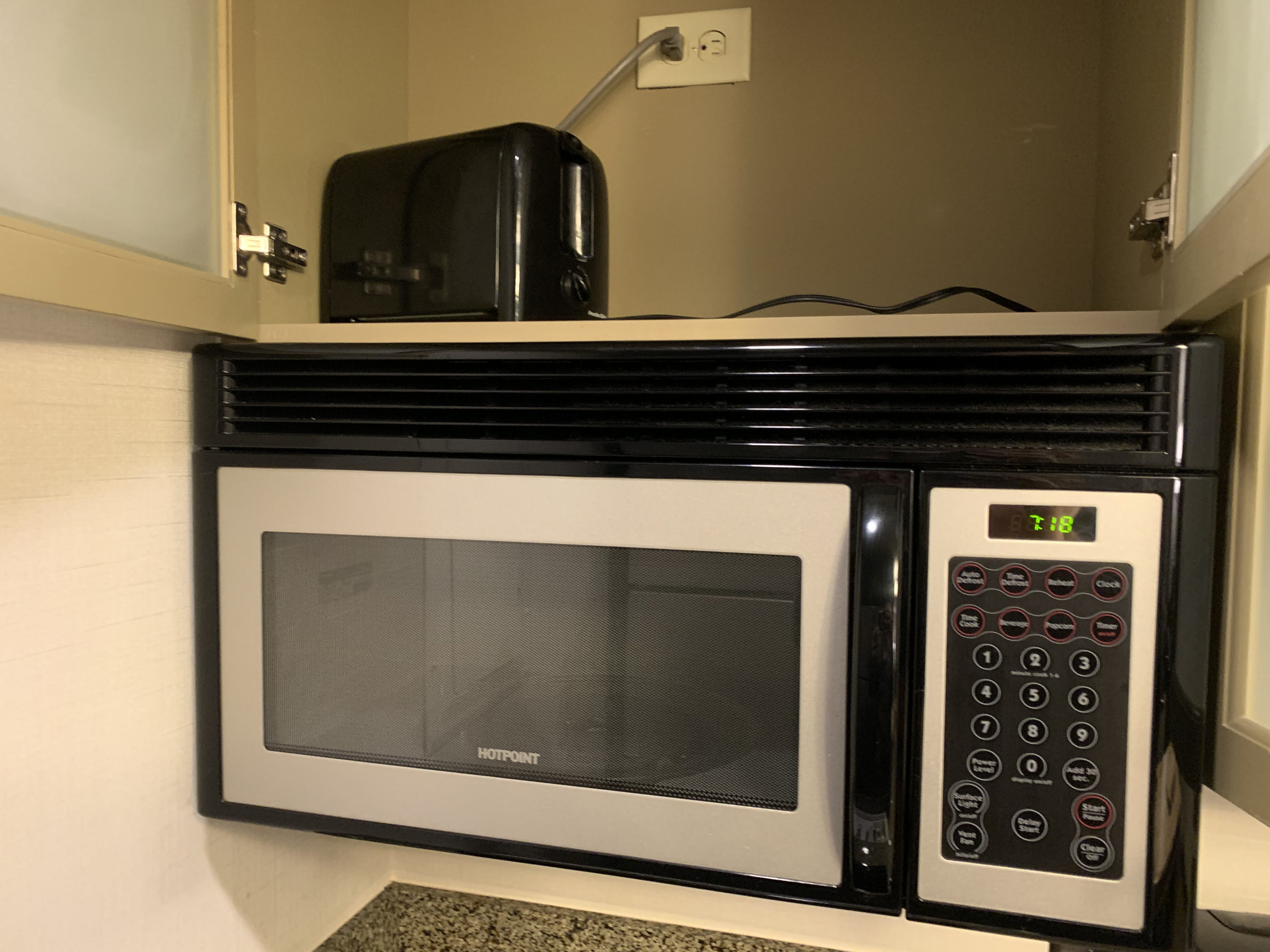 Microwave and toaster in the guestroom at Homewood Suites Austin Round Rock