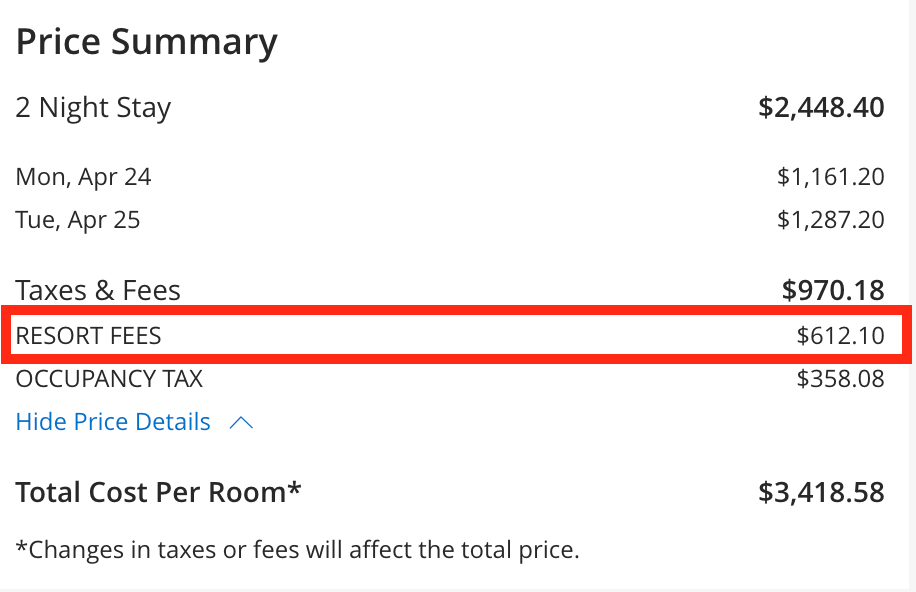 Miraval Resort Fees