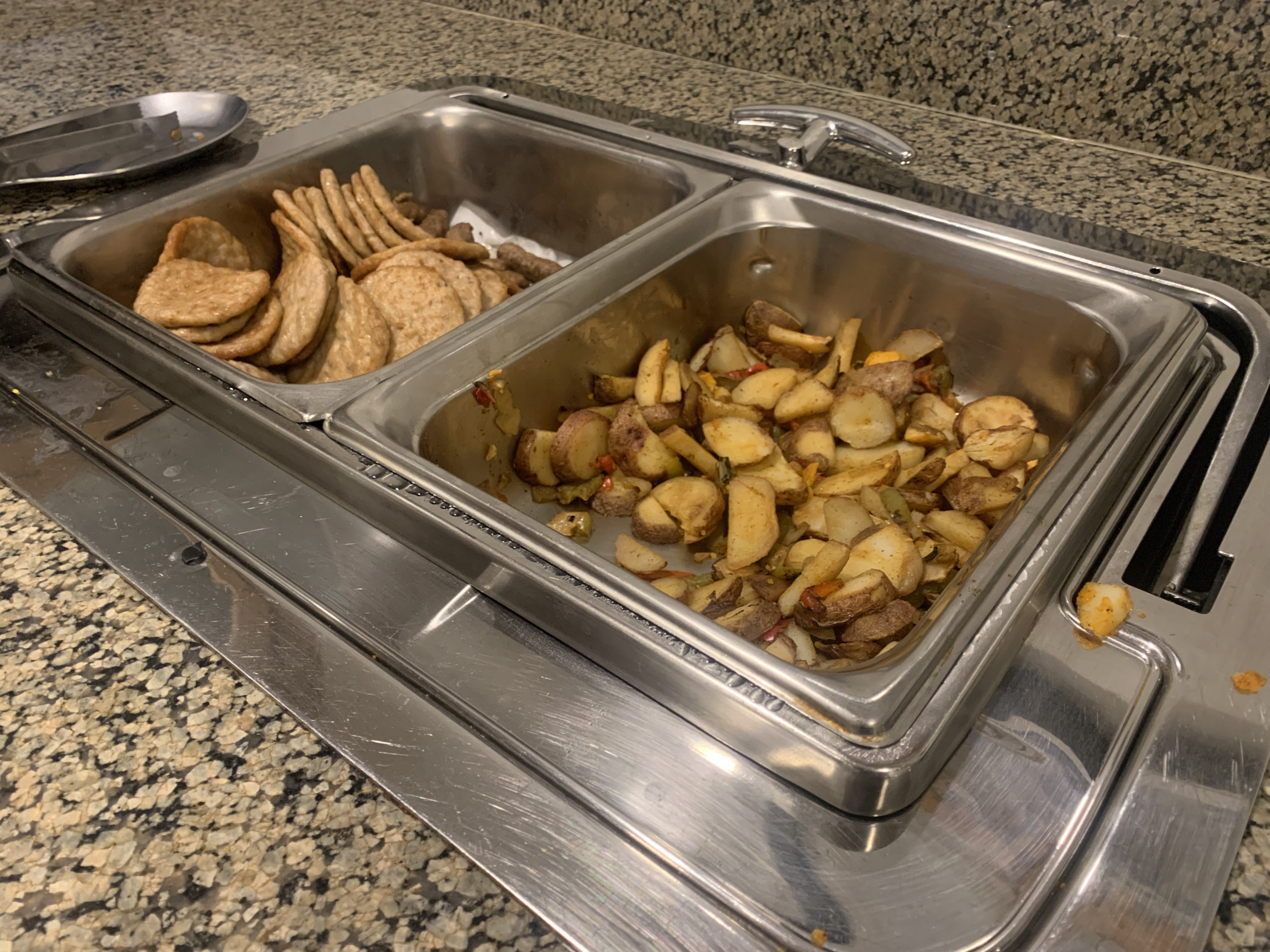 Potatoes and sausage for breakfast at Homewood Suites Austin Round Rock