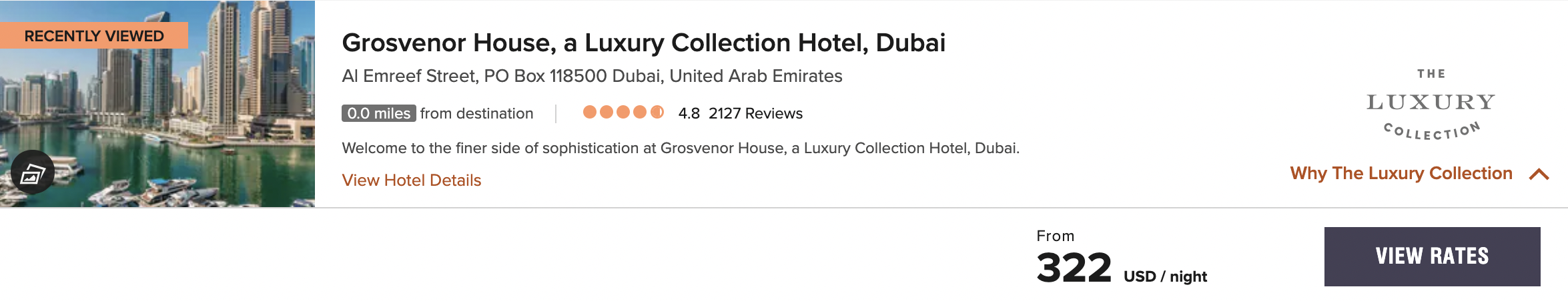Marriott Grosvenor House cash rate Screenshot 