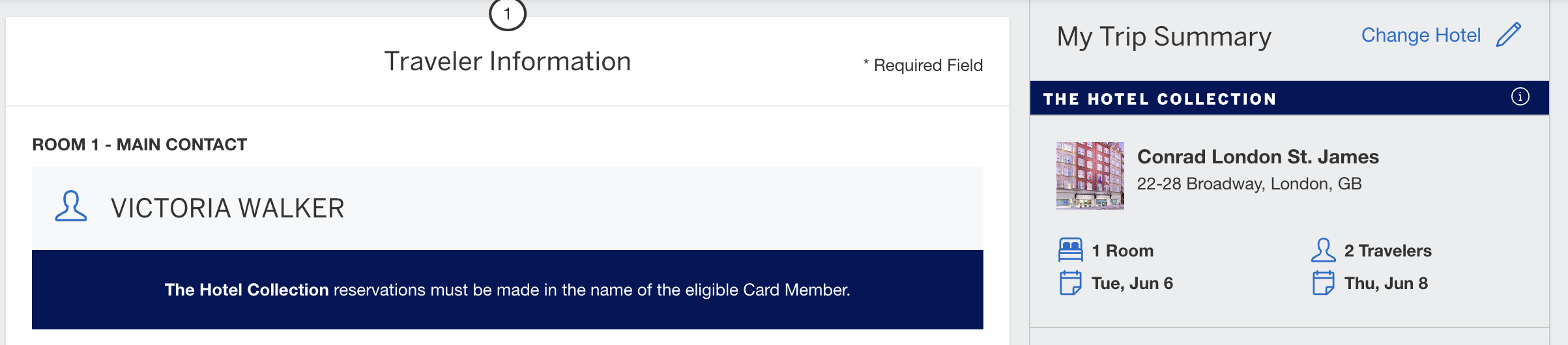 Hotel Collection payment page