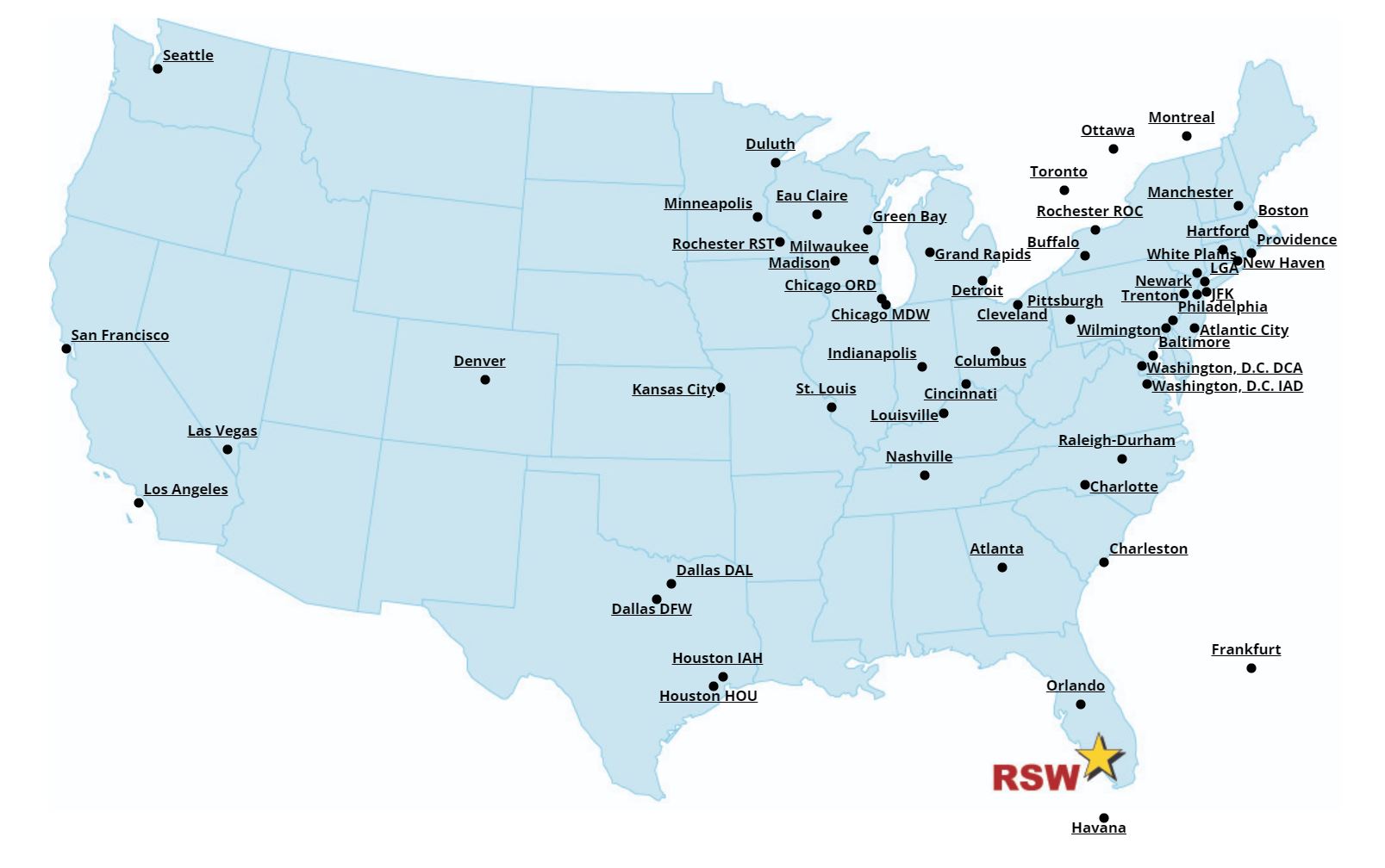 Southwest Florida International Airport Route Map