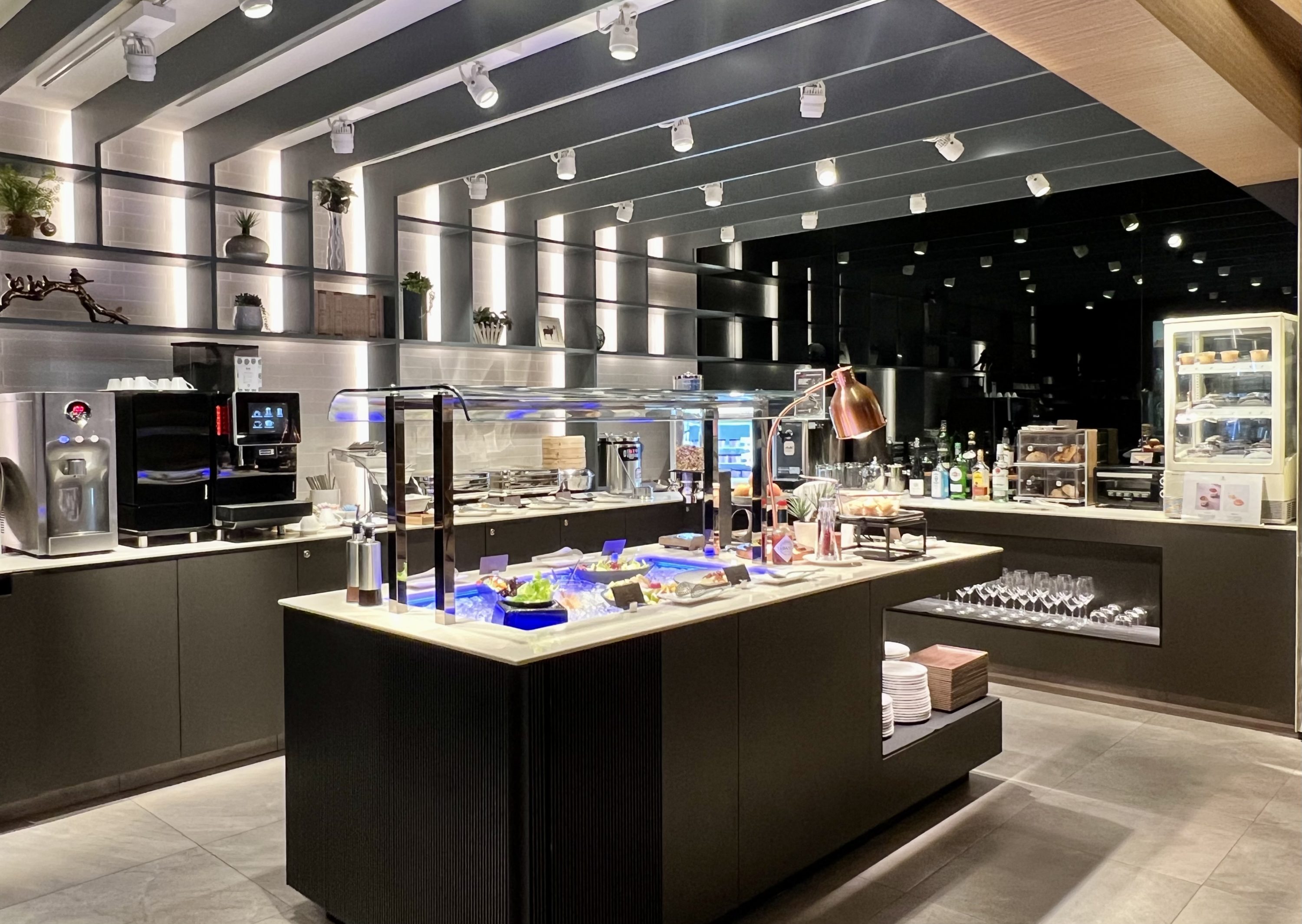 Starlux A359 Business Class TPE lounge buffet area