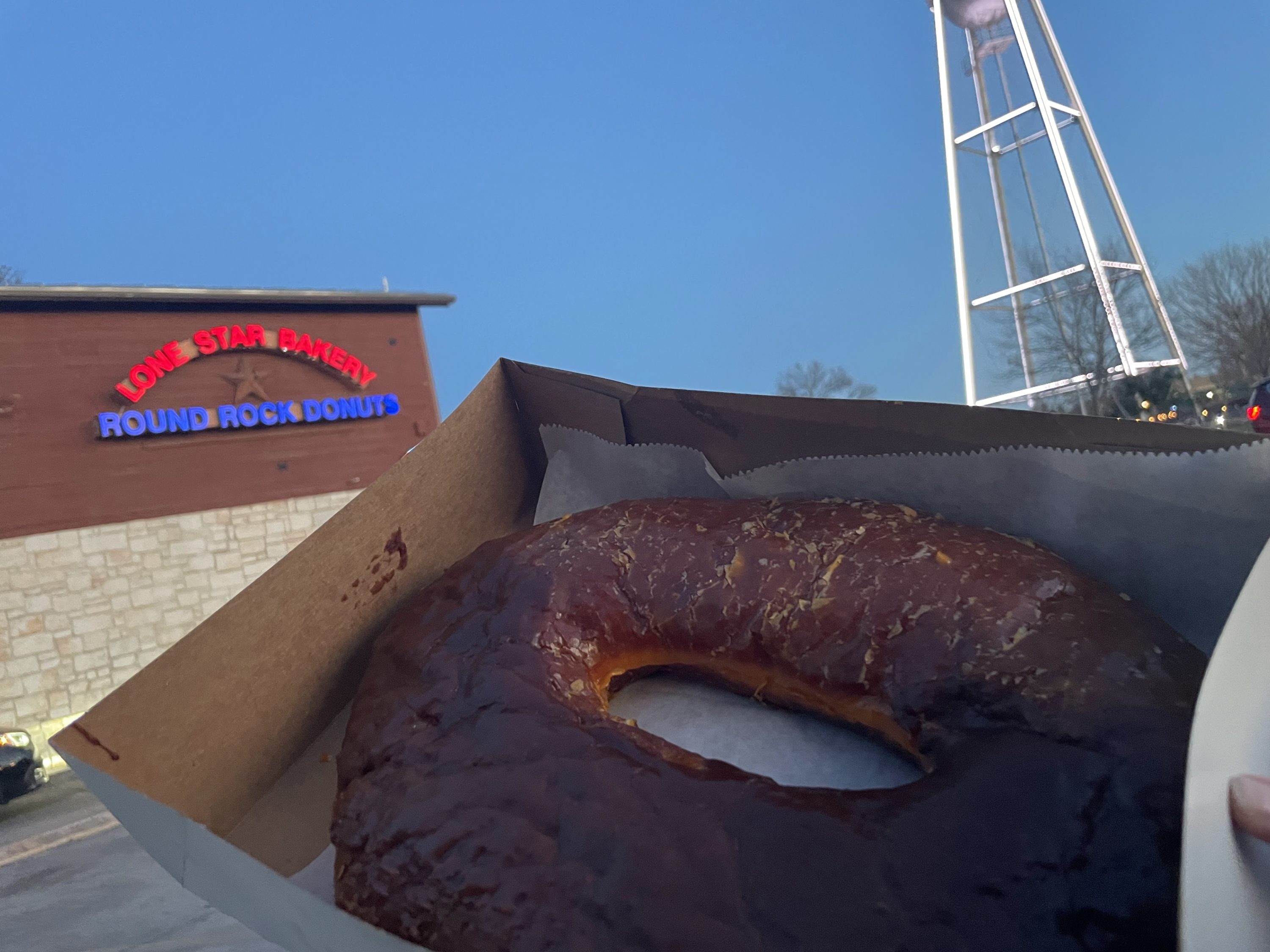 Texas sized donut at Round Rock Donuts