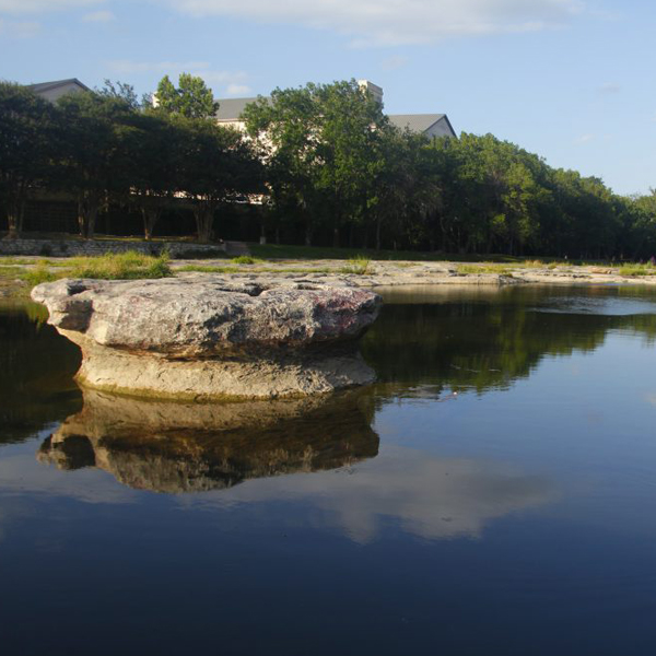 The round rock low water crossing landmark at Brushy Creek in Round Rock Texas