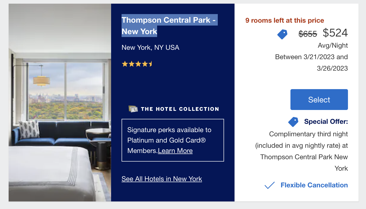 Thompson Central Park Special Offer