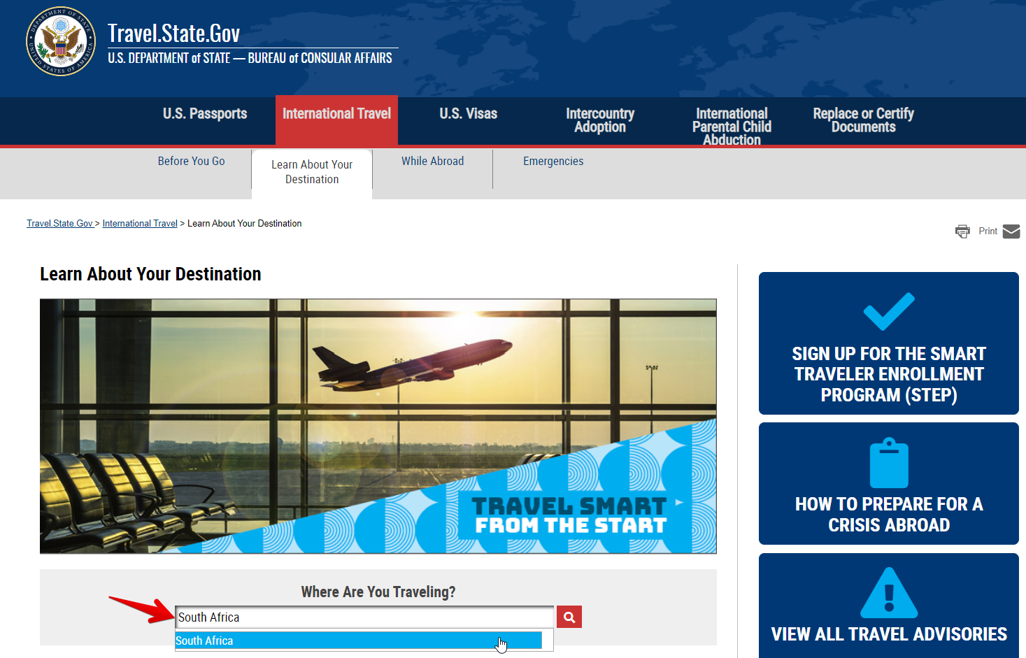 US Department of State Learn About Your Destination