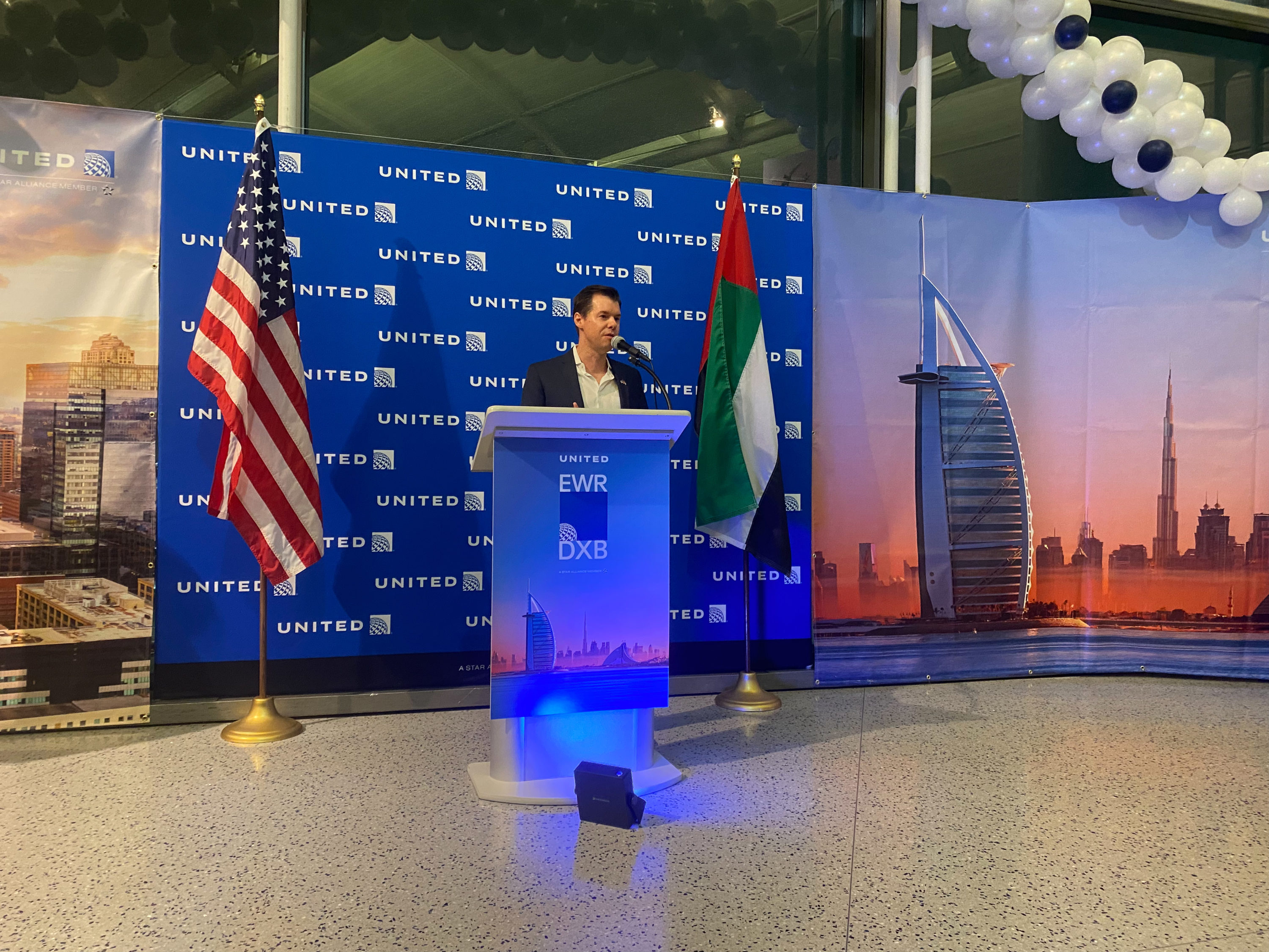 United Inaugural EWR DXB Patrick Quayle Head of Network Planning