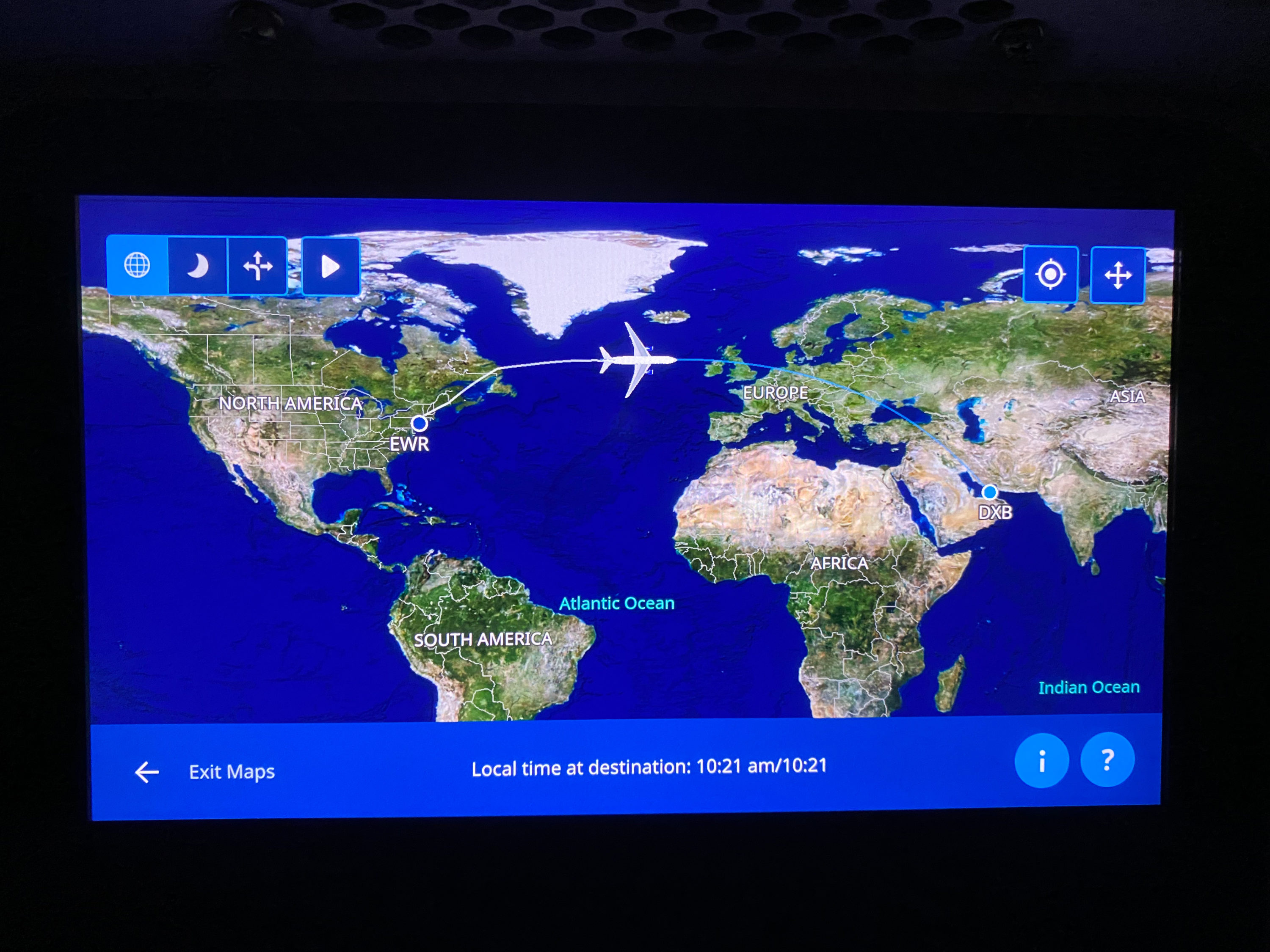 United Inaugural EWR DXB flight path