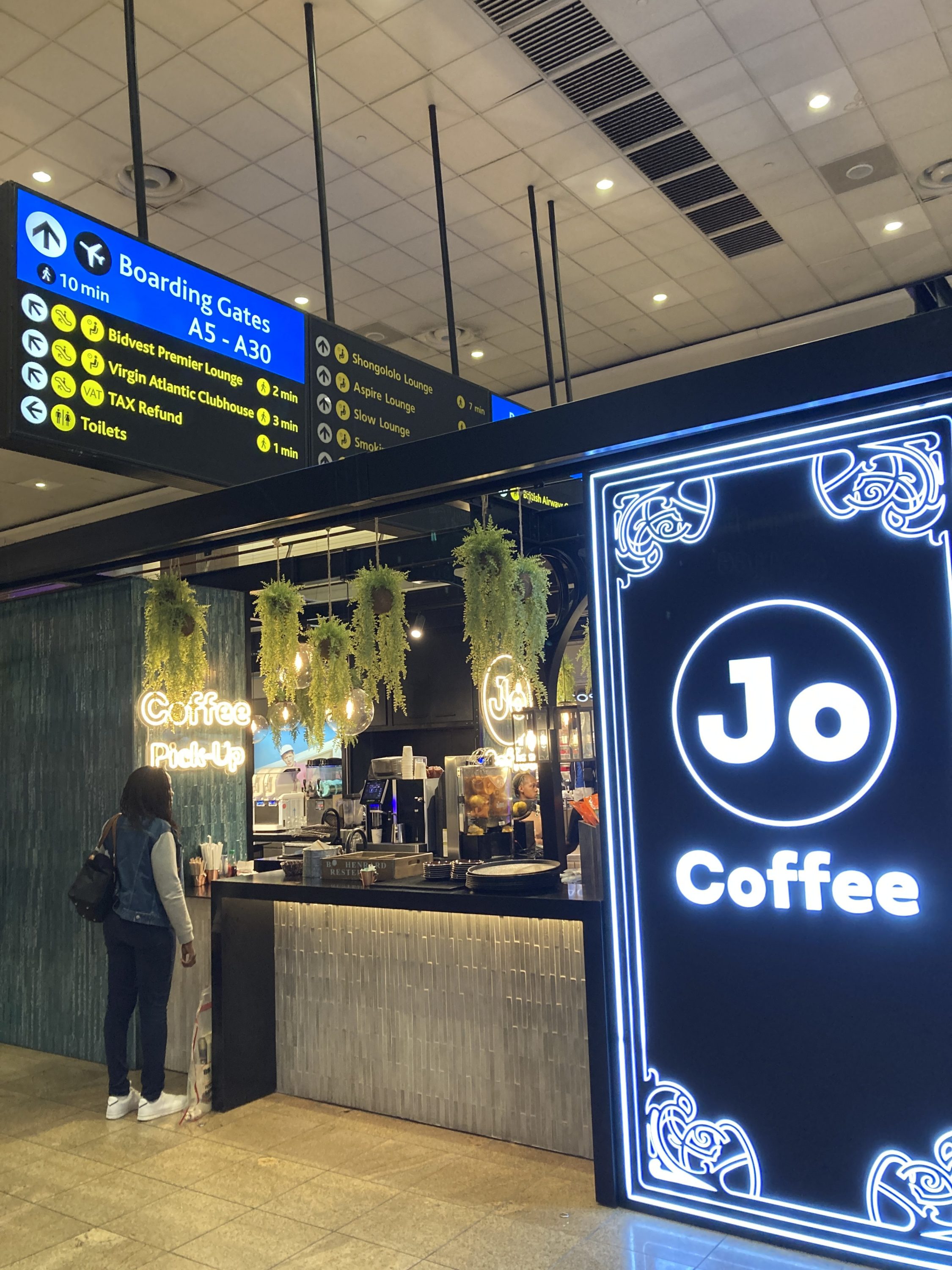 Bidvest Premier Lounge Jo Coffee signage Bidvest Premier Lounge Jo Coffee signage