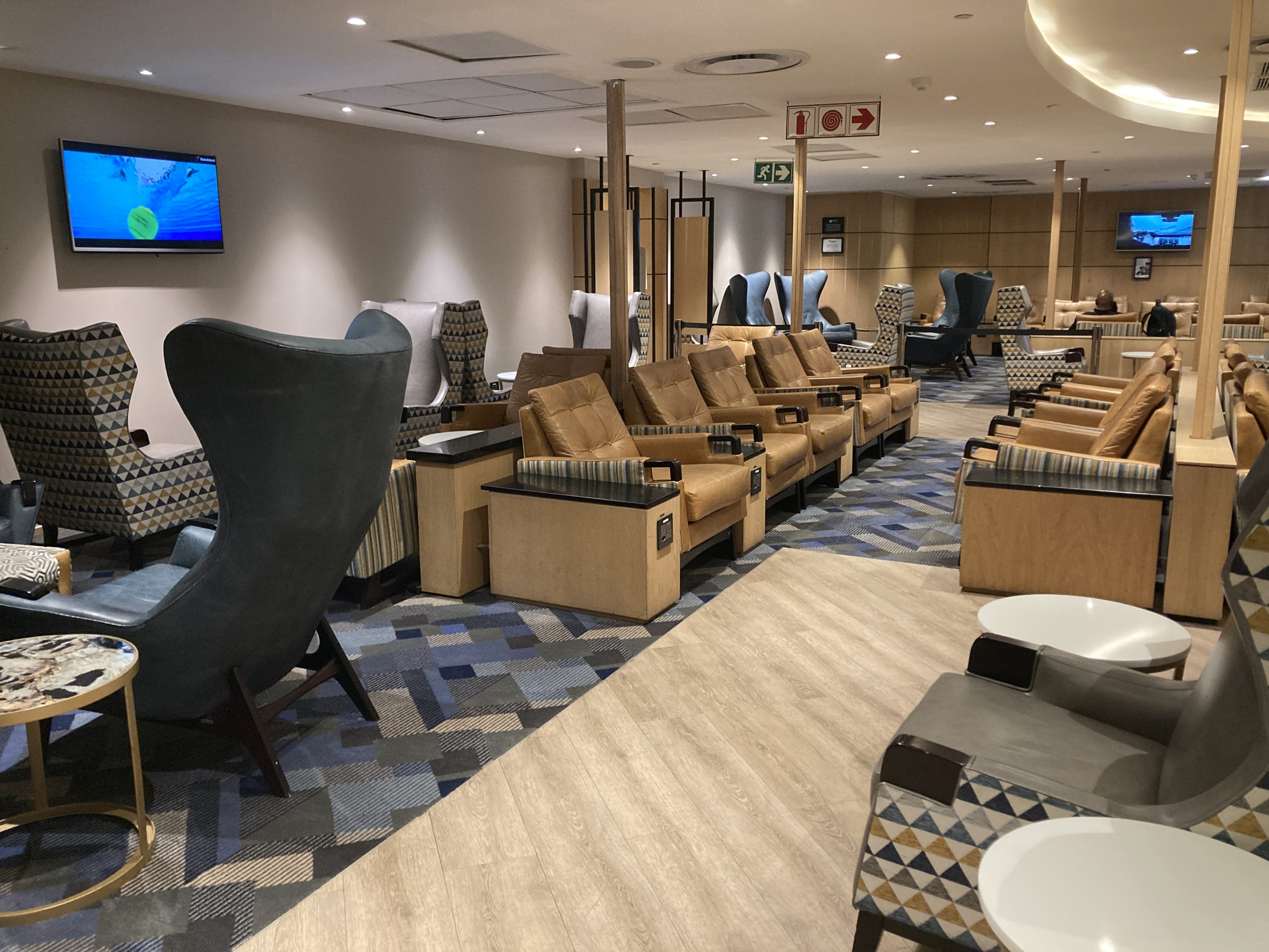 Bidvest Premier Lounge seating towards bathrooms Bidvest Premier Lounge seating towards bathrooms