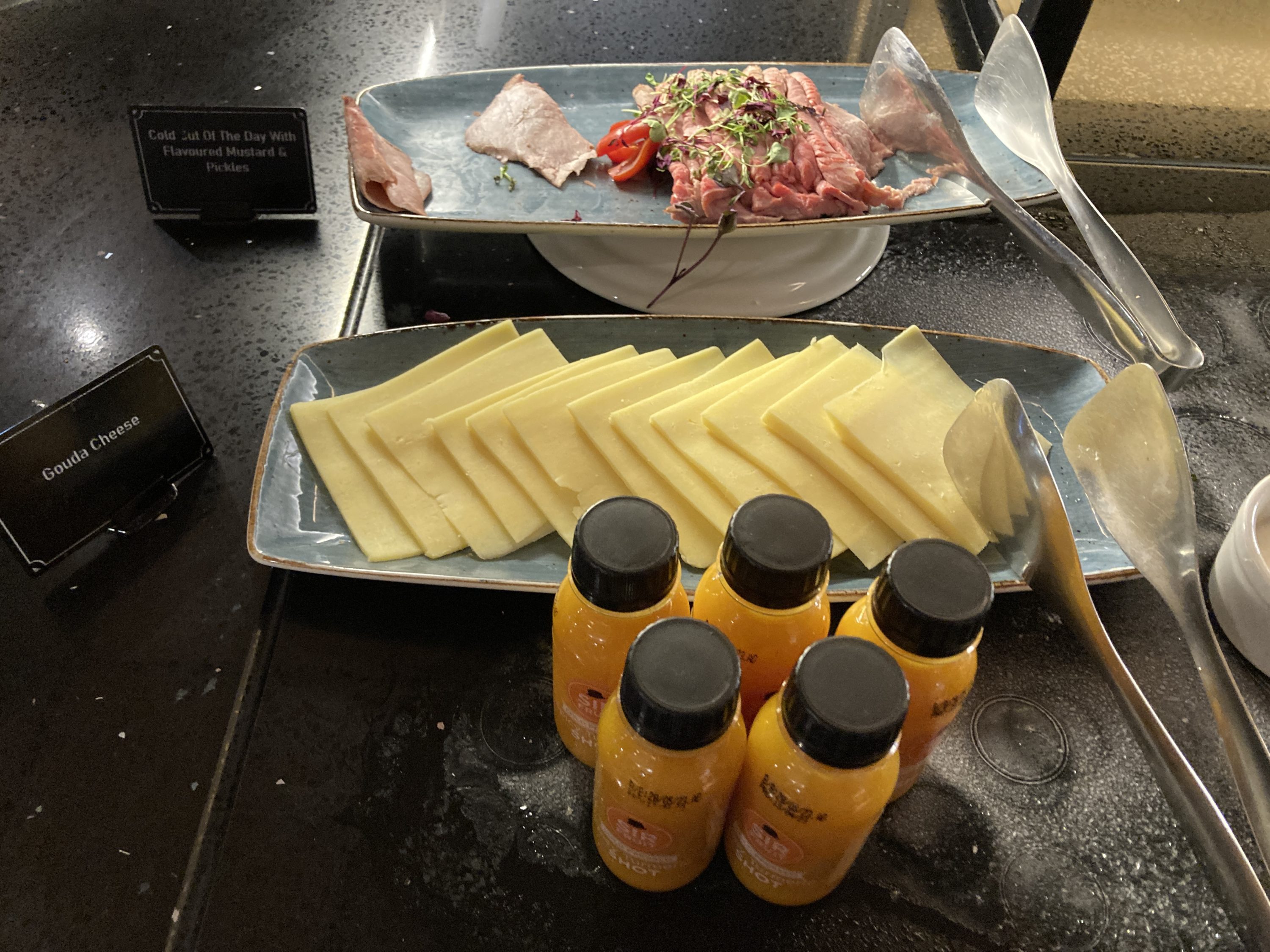 Bidvest Premier Lounge tumeric shots cheese cold cuts