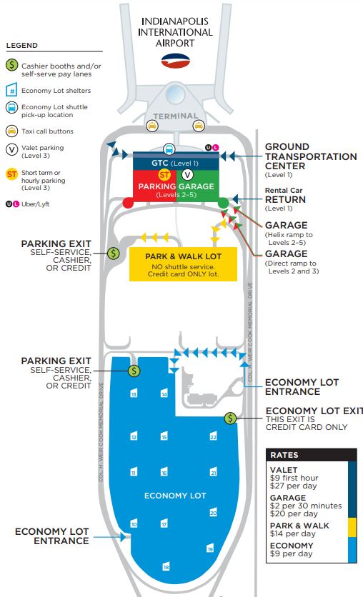 Indianapolis International Airport Parking map Indianapolis International Airport Parking map