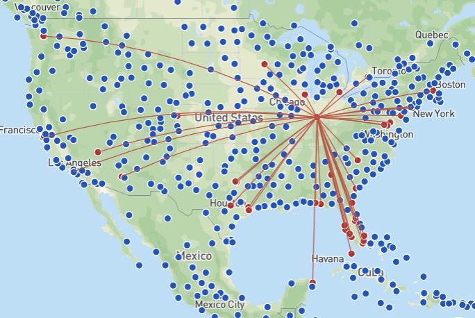 Indianapolis International Airport route map Indianapolis International Airport route map