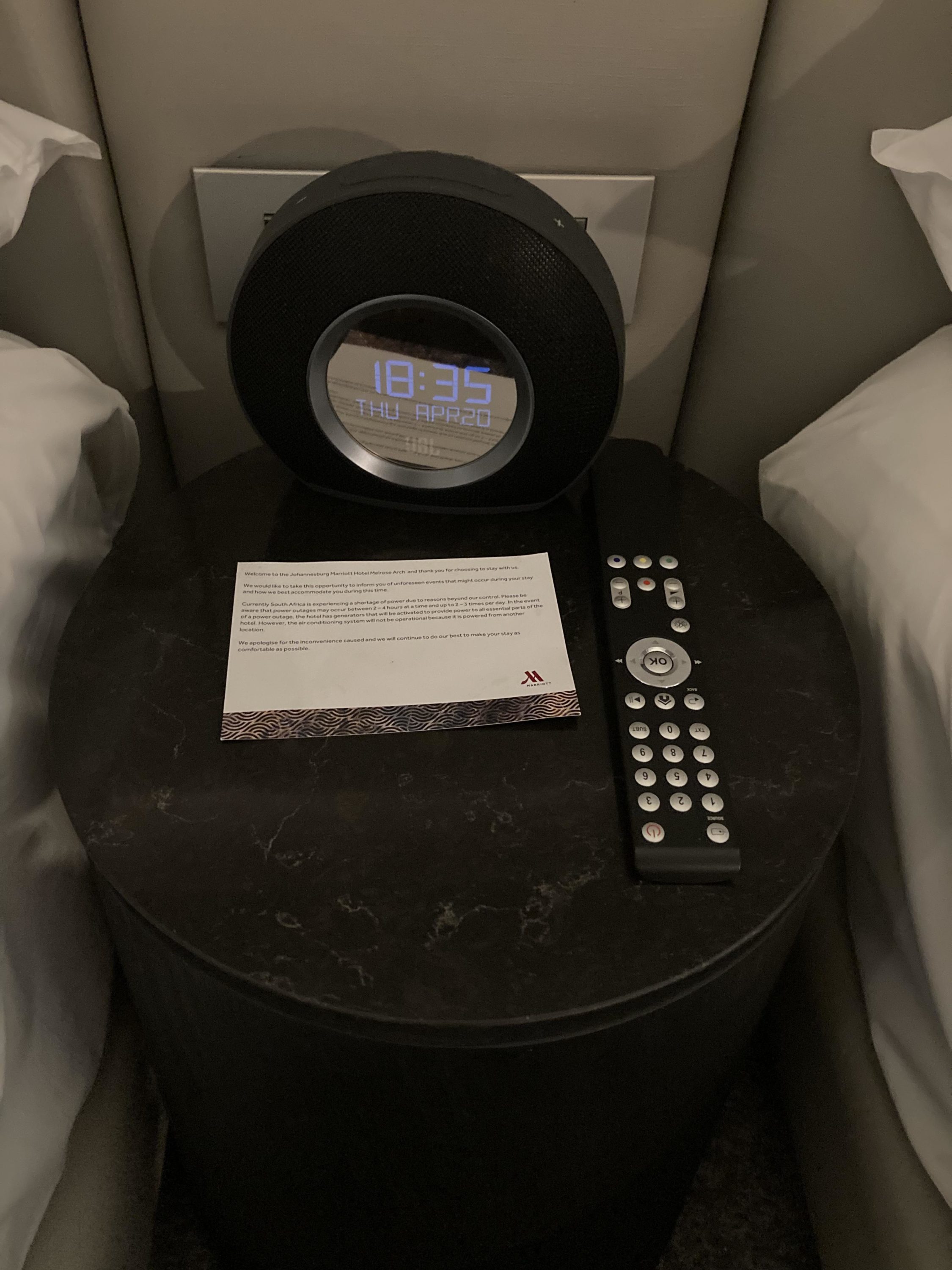 Johannesburg Marriott Hotel Melrose Arch clock remote