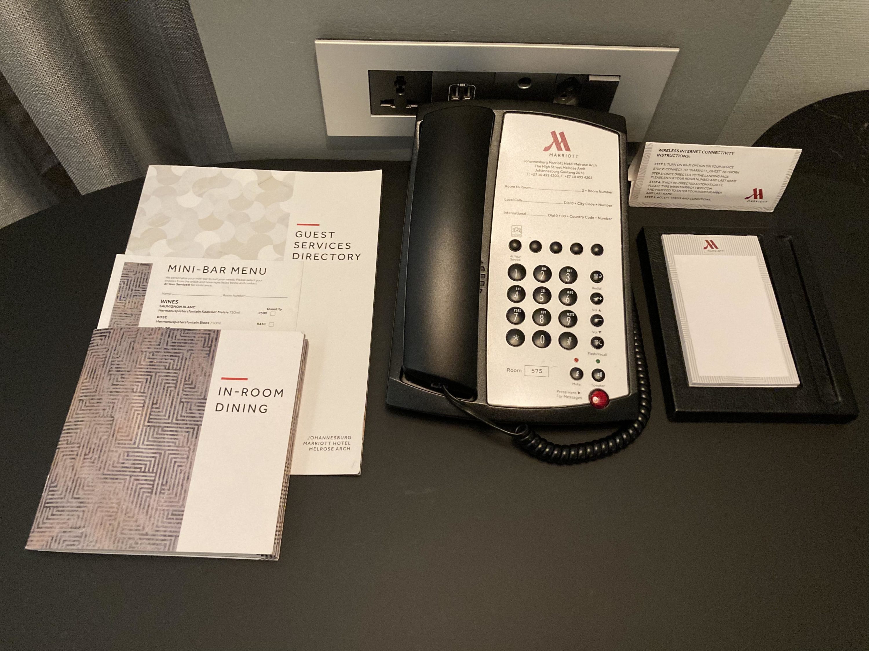 Johannesburg Marriott Hotel Melrose Arch phone notepad