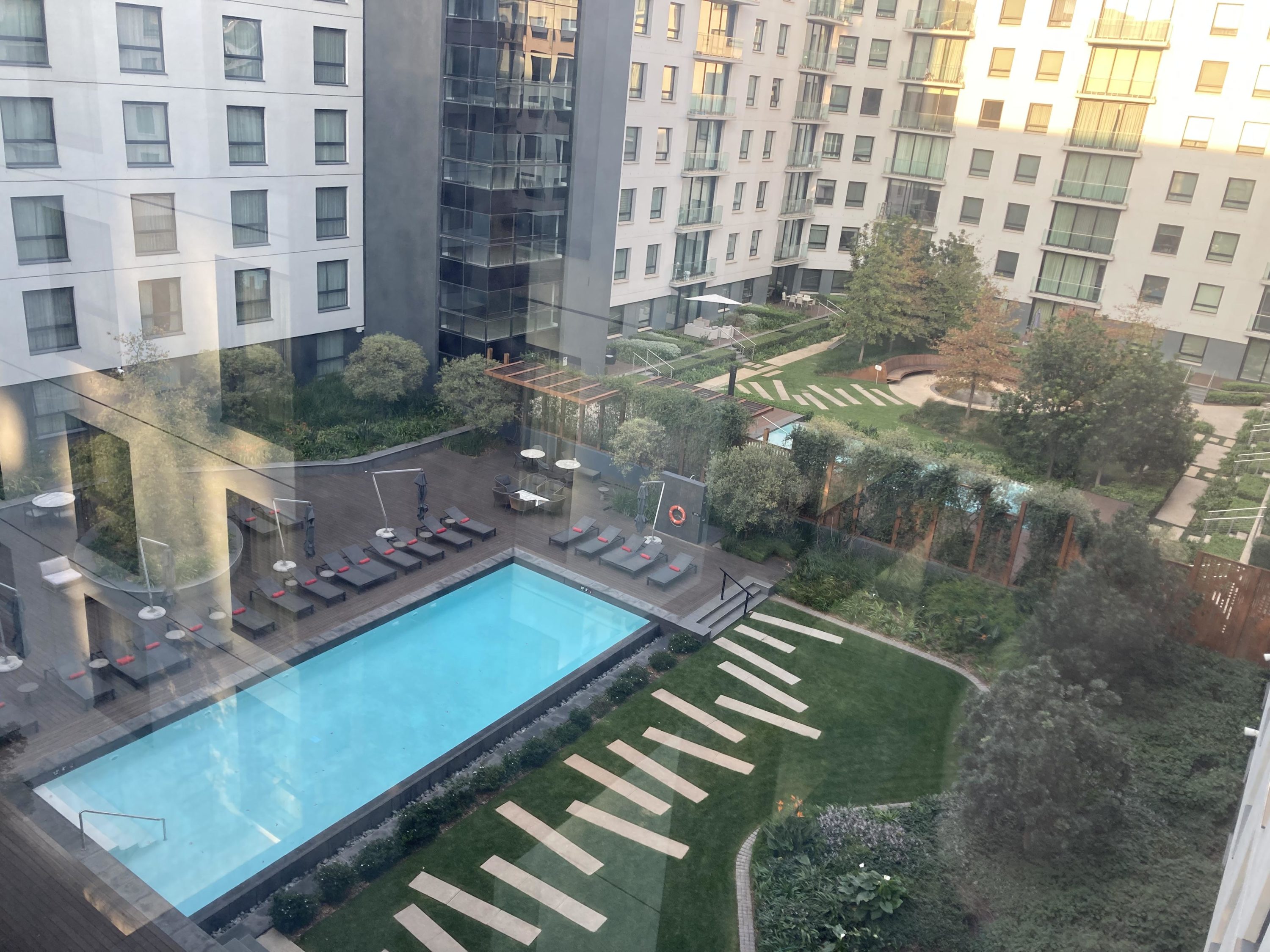Johannesburg Marriott Hotel Melrose Arch pool from floor 5 elevators