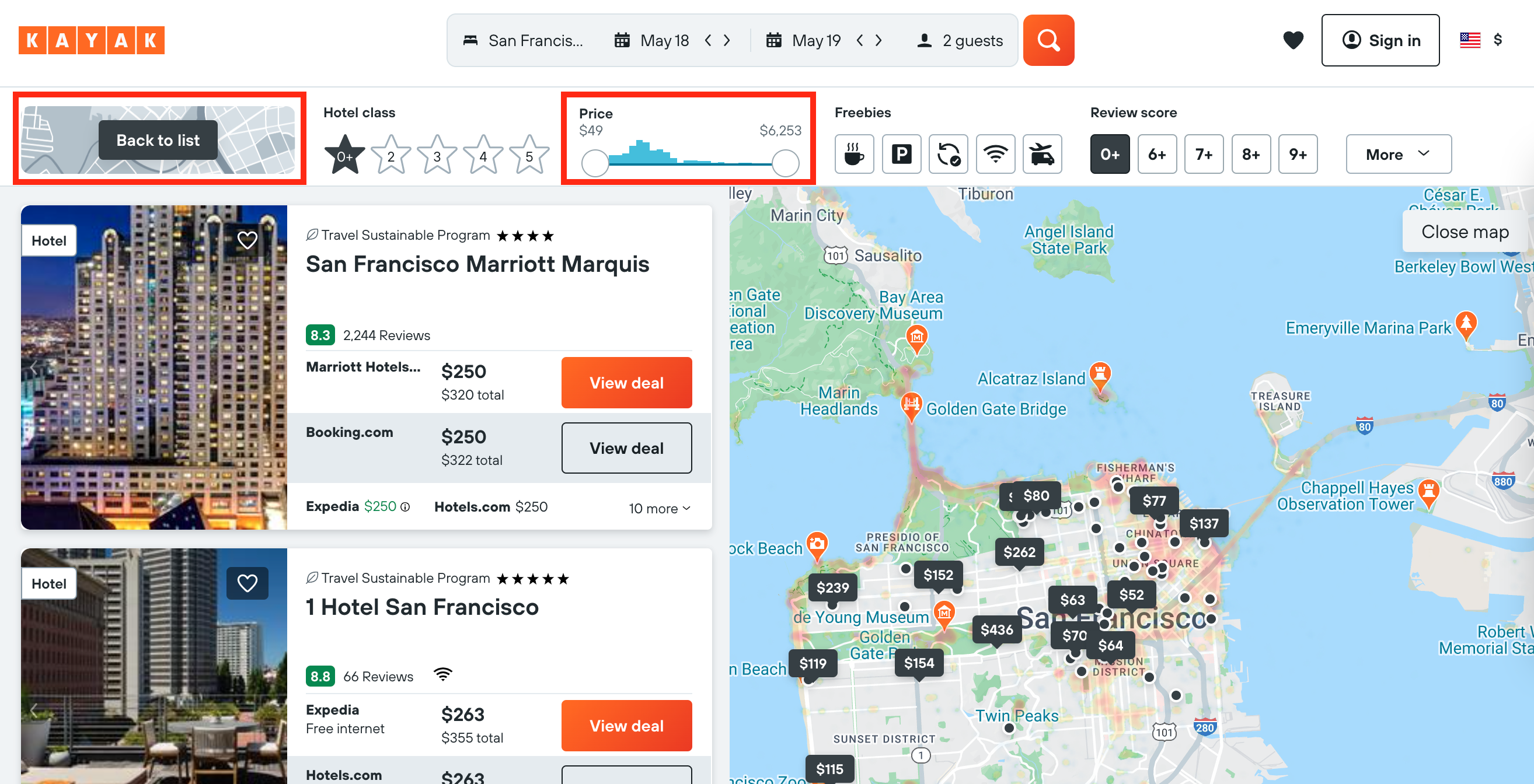 Kayak map feature