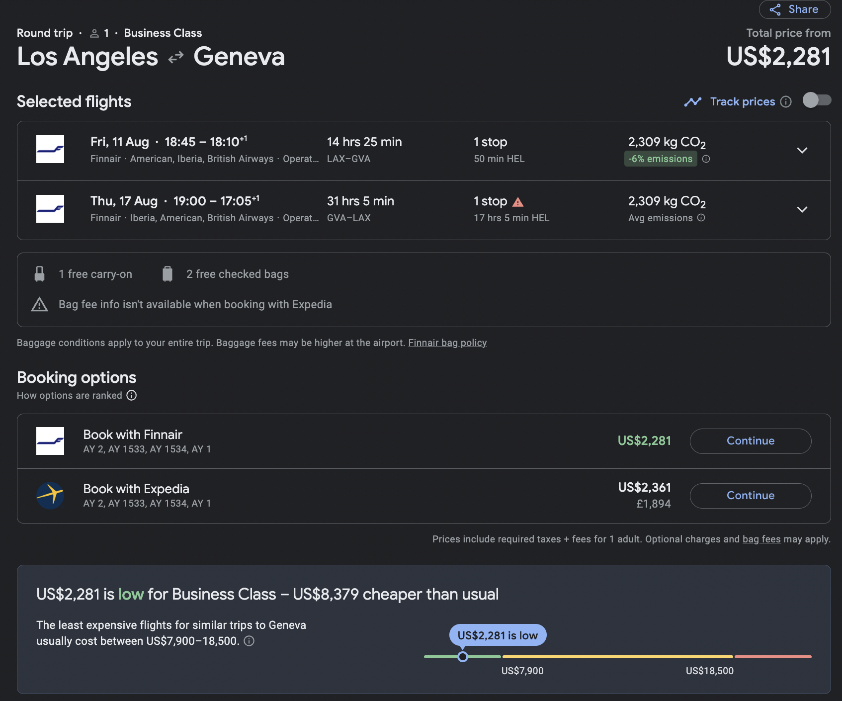 Los Angeles to Geneva
