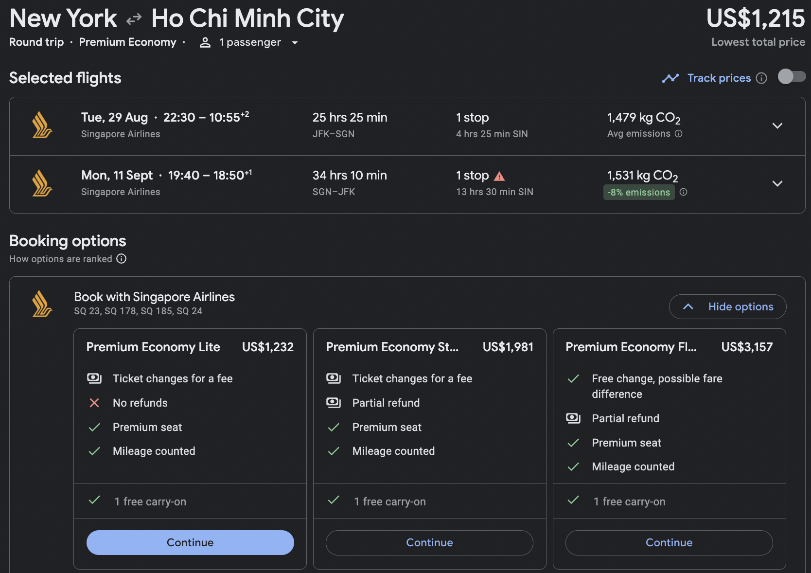 New York to Ho Chi Minh City Vietnam