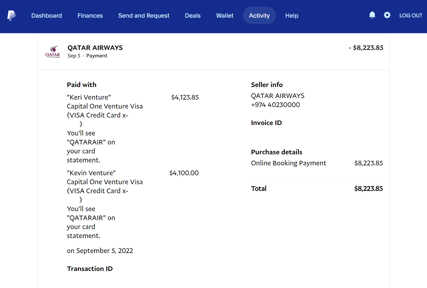 PayPal confirmation