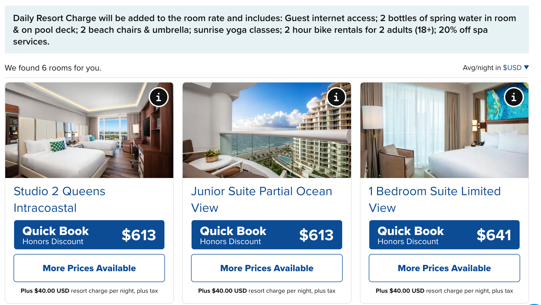 Conrad Fort Lauderdale Cash Rates