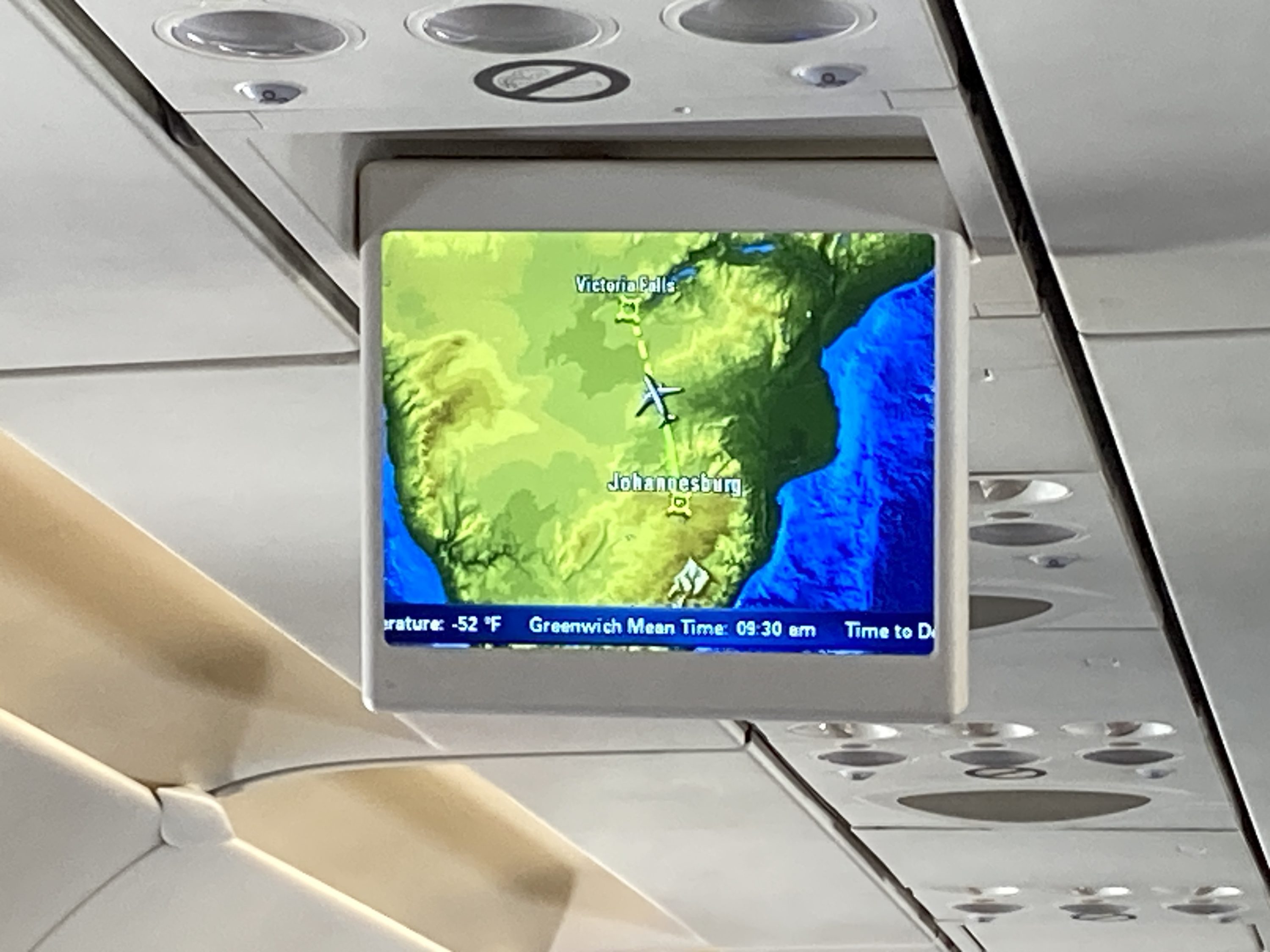 South African Airways JNB VFA TV map South African Airways JNB VFA TV map