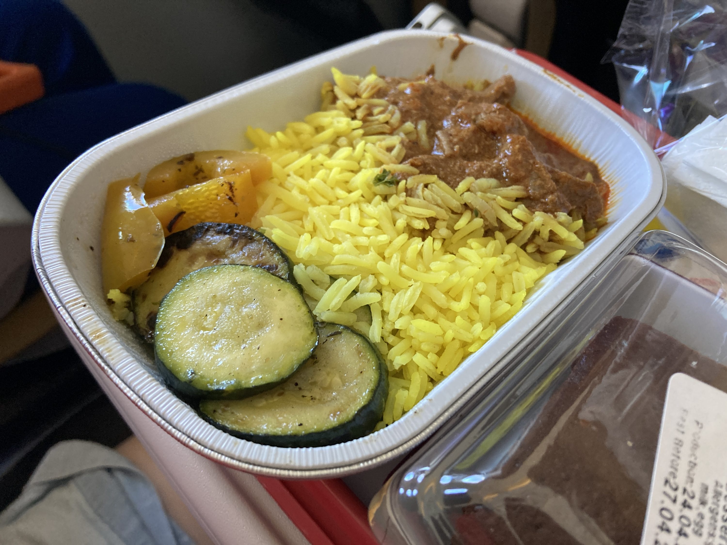 South African Airways JNB VFA economy meal beef South African Airways JNB VFA economy meal beef