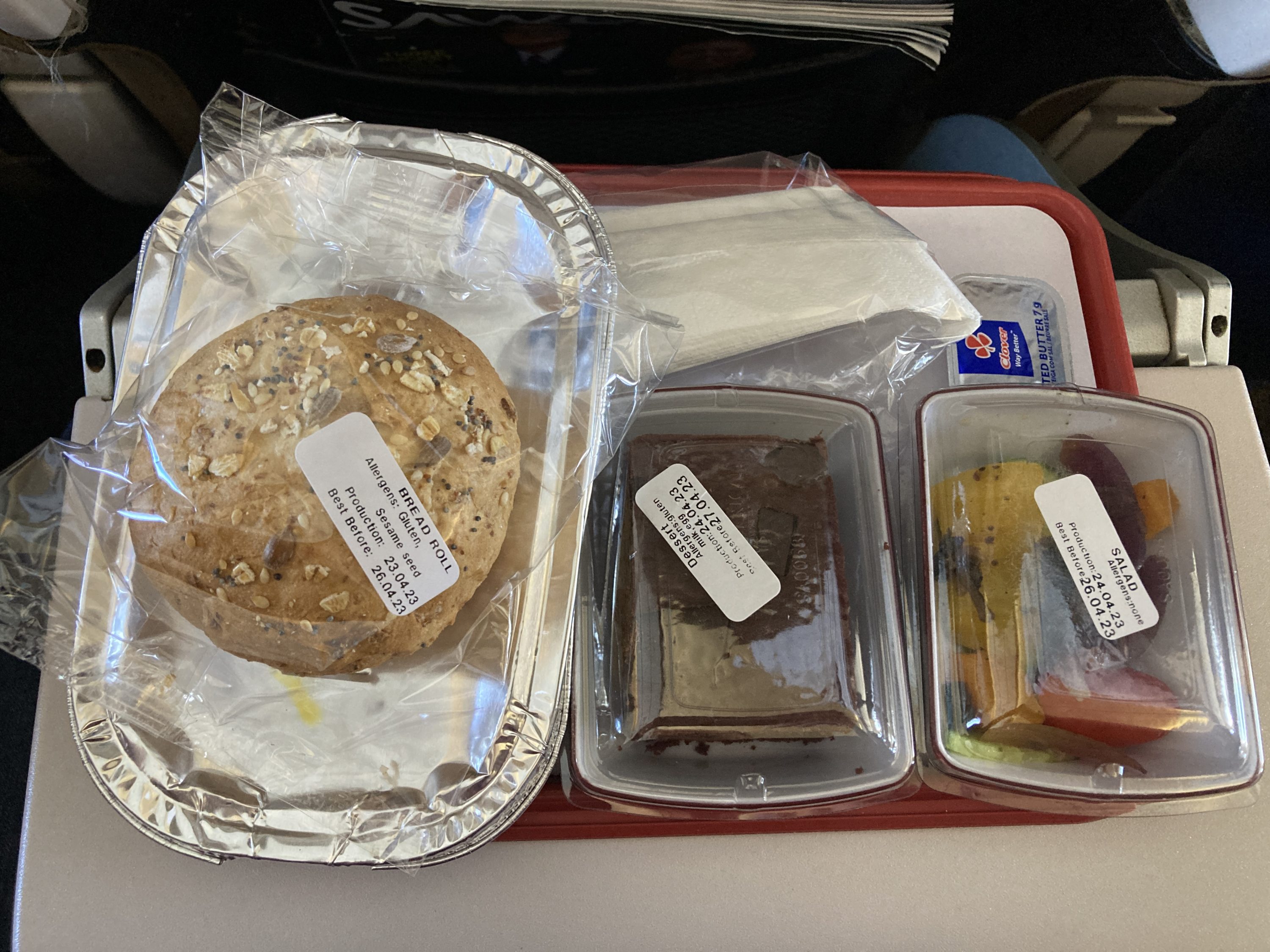 South African Airways JNB VFA economy meal veg South African Airways JNB VFA economy meal veg