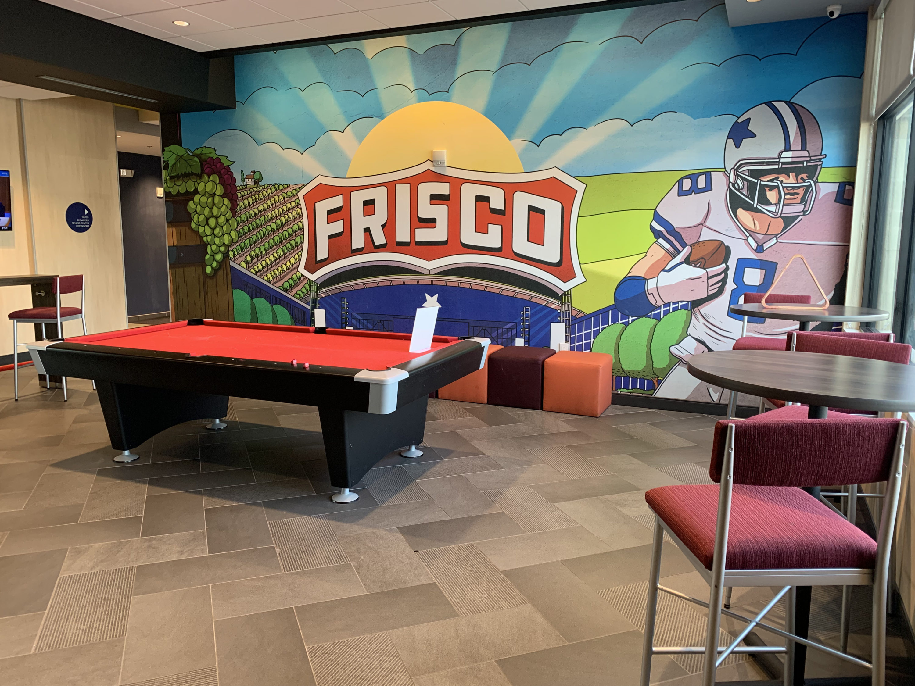 Tru by Hilton Frisco Dallas lobby pool table