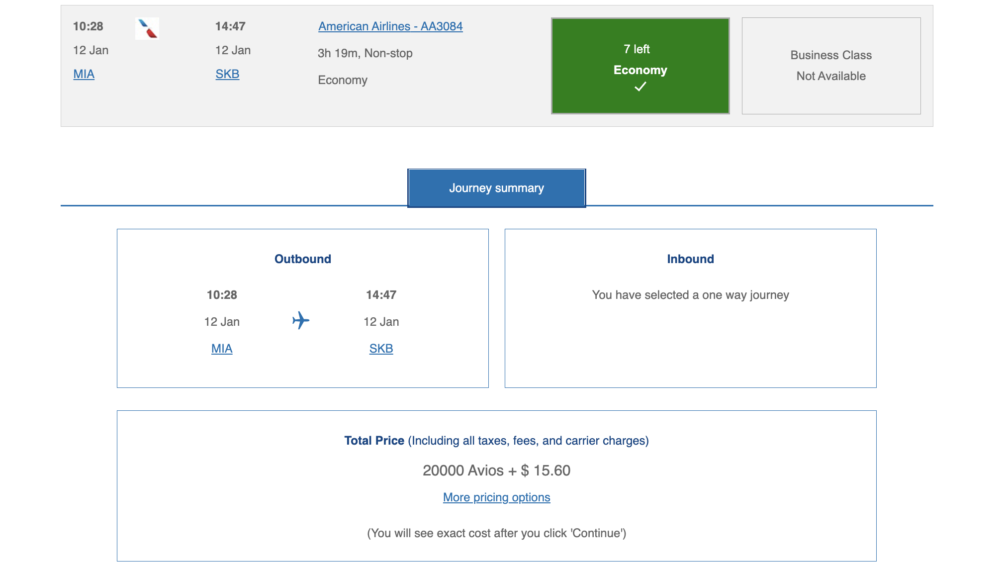 ba avios mia skb economy award
