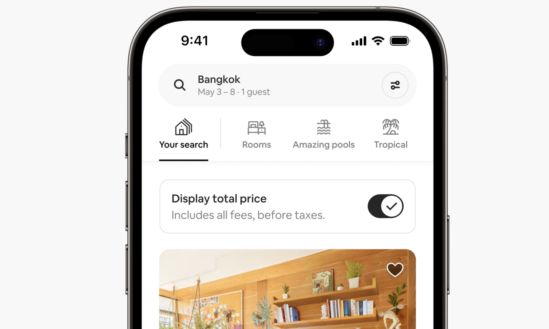 Airbnb display total price