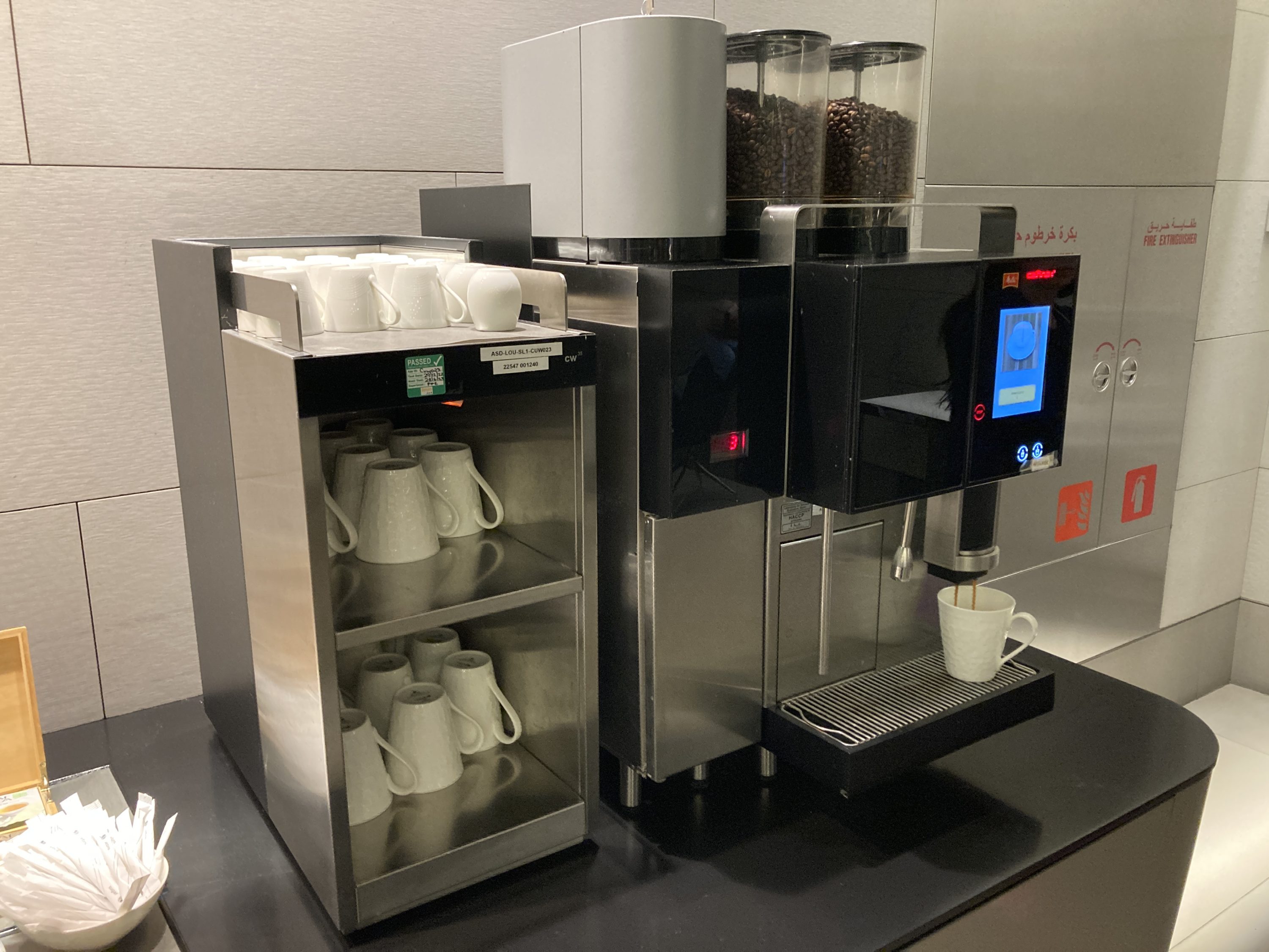 Al Maha Lounge Doha main coffee station Al Maha Lounge Doha main coffee station