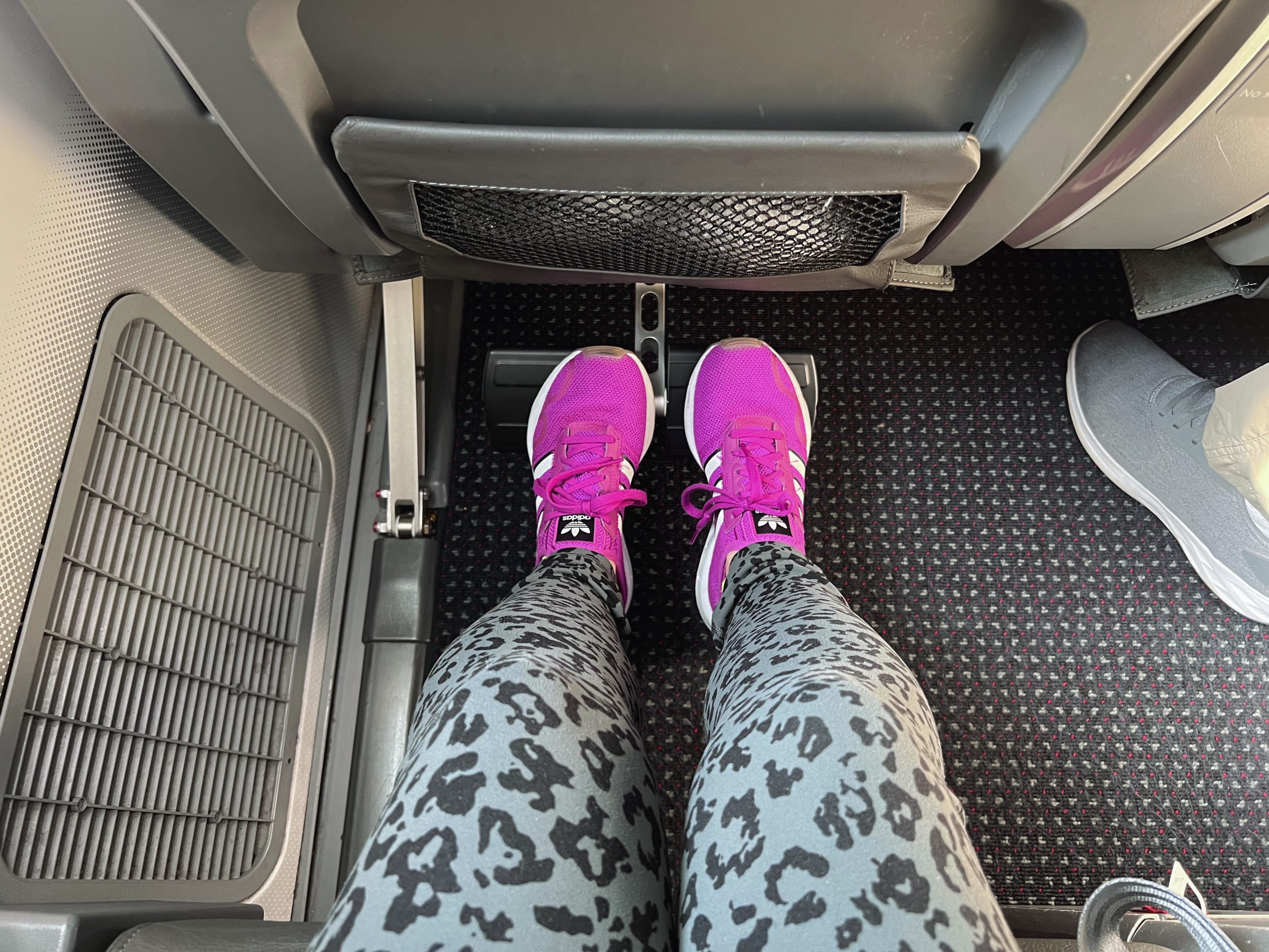 American Airlines premium economy footrest