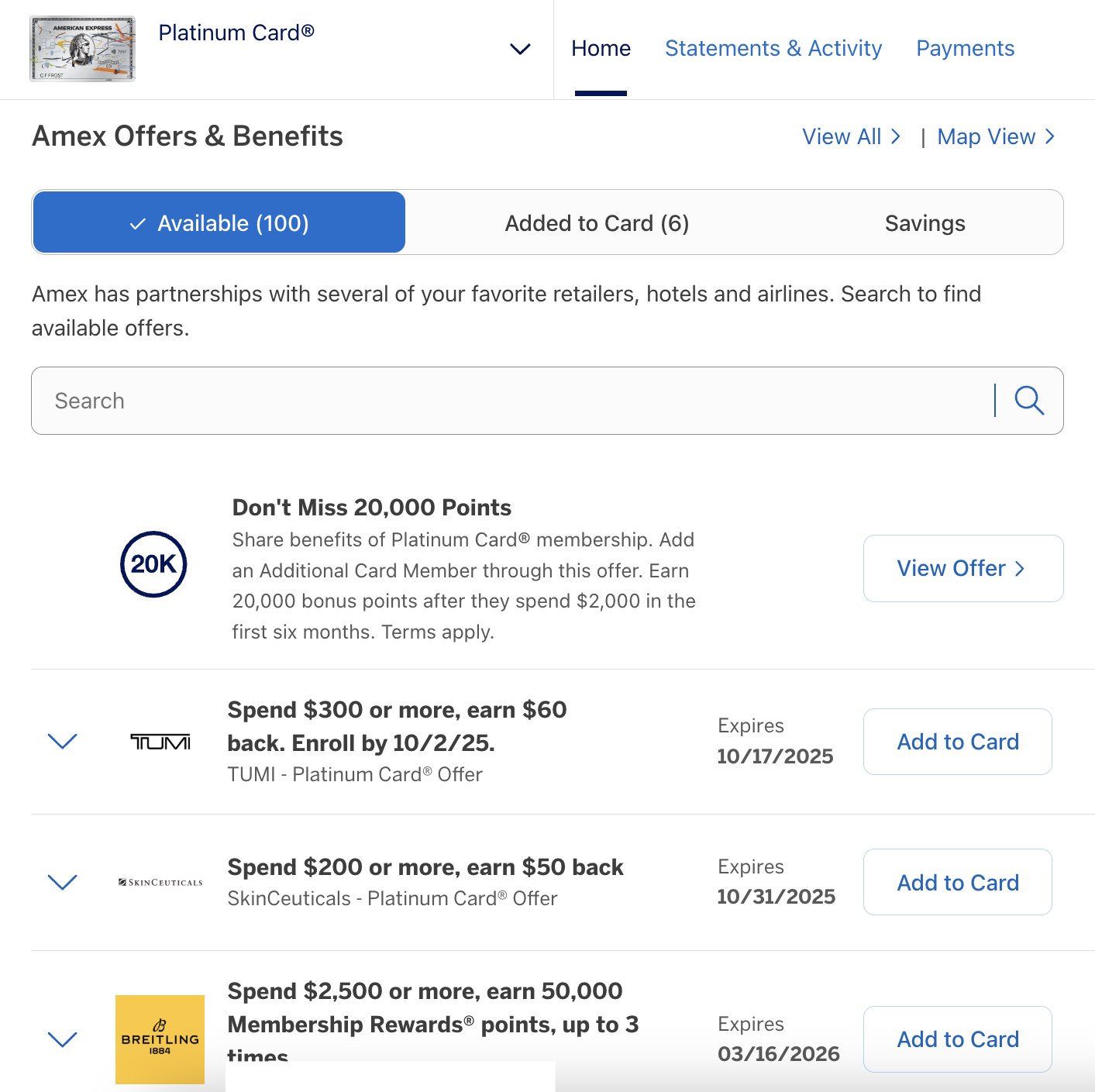Amex Offers available