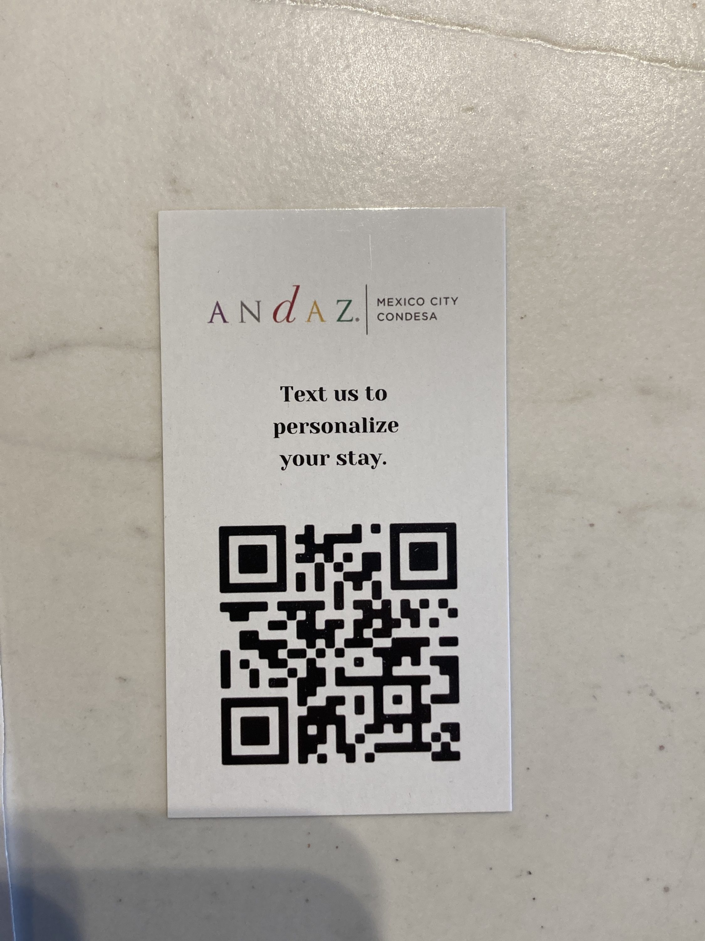 Andaz Mexico City Condesa QR code for text help Andaz Mexico City Condesa QR code for text help