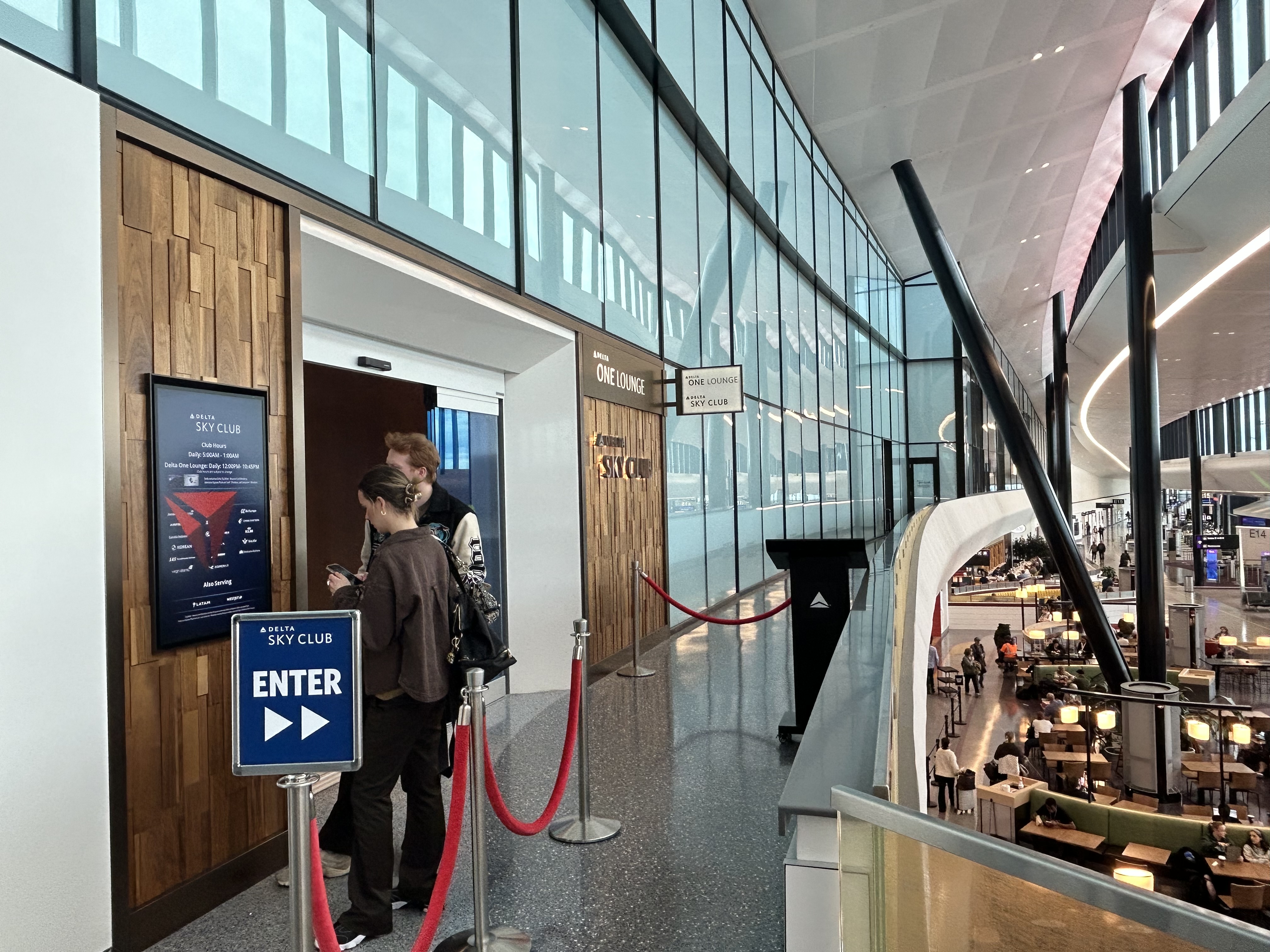 Sky Club Boston entry lounge Boston Logan Airport Terminal E Delta Sky Club entrance