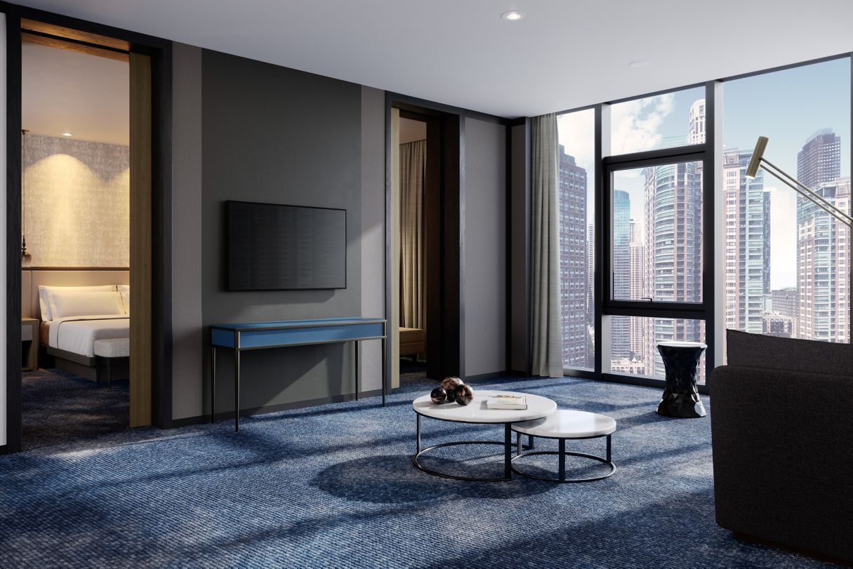 A rendering of the Caroline Astor Suite St. Regis Chicago. A rendering of the Caroline Astor Suite St. Regis Chicago