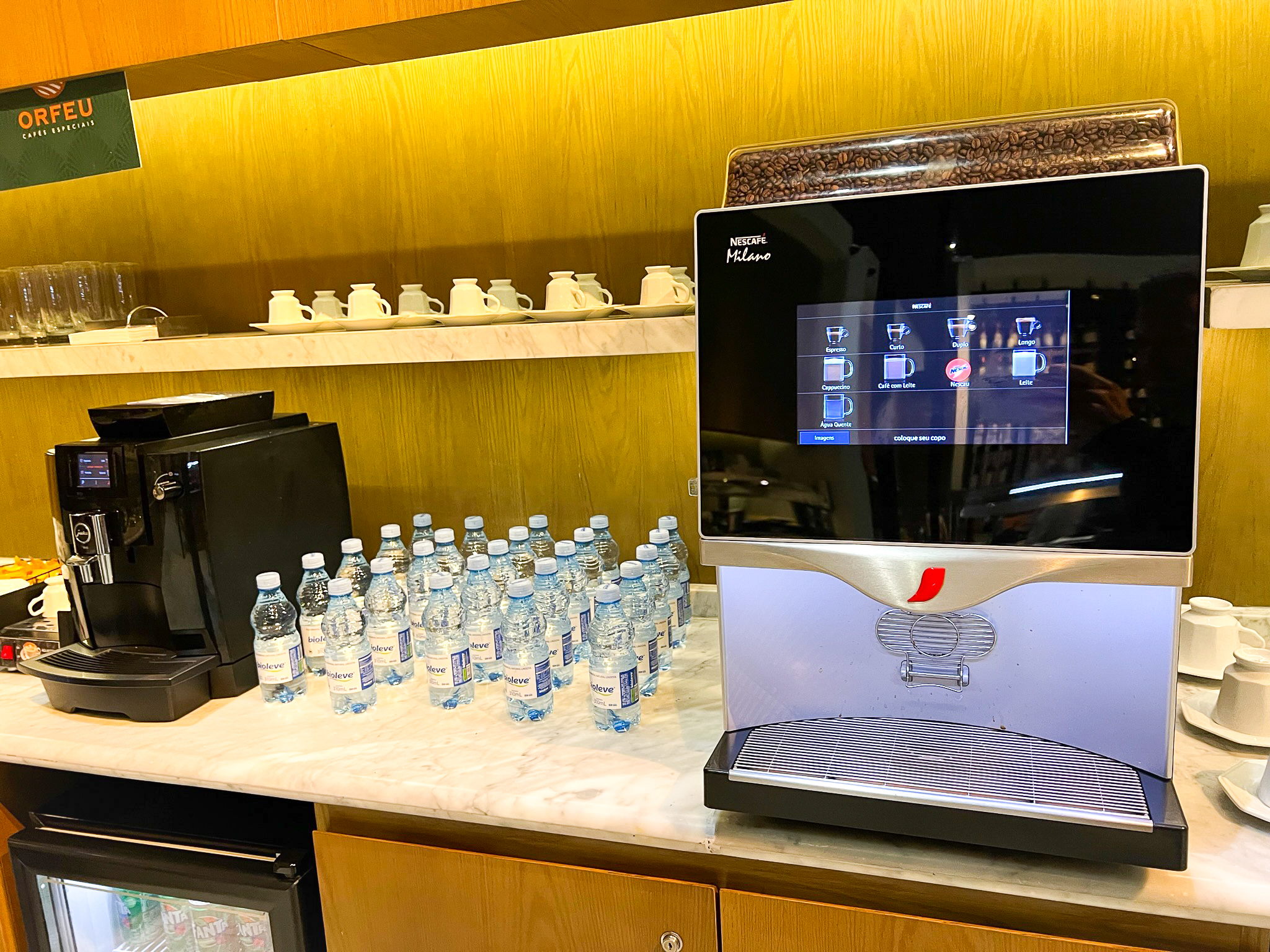 Coffee and water at LATAM VIP Lounge GRU Coffee and water at LATAM VIP Lounge GRU