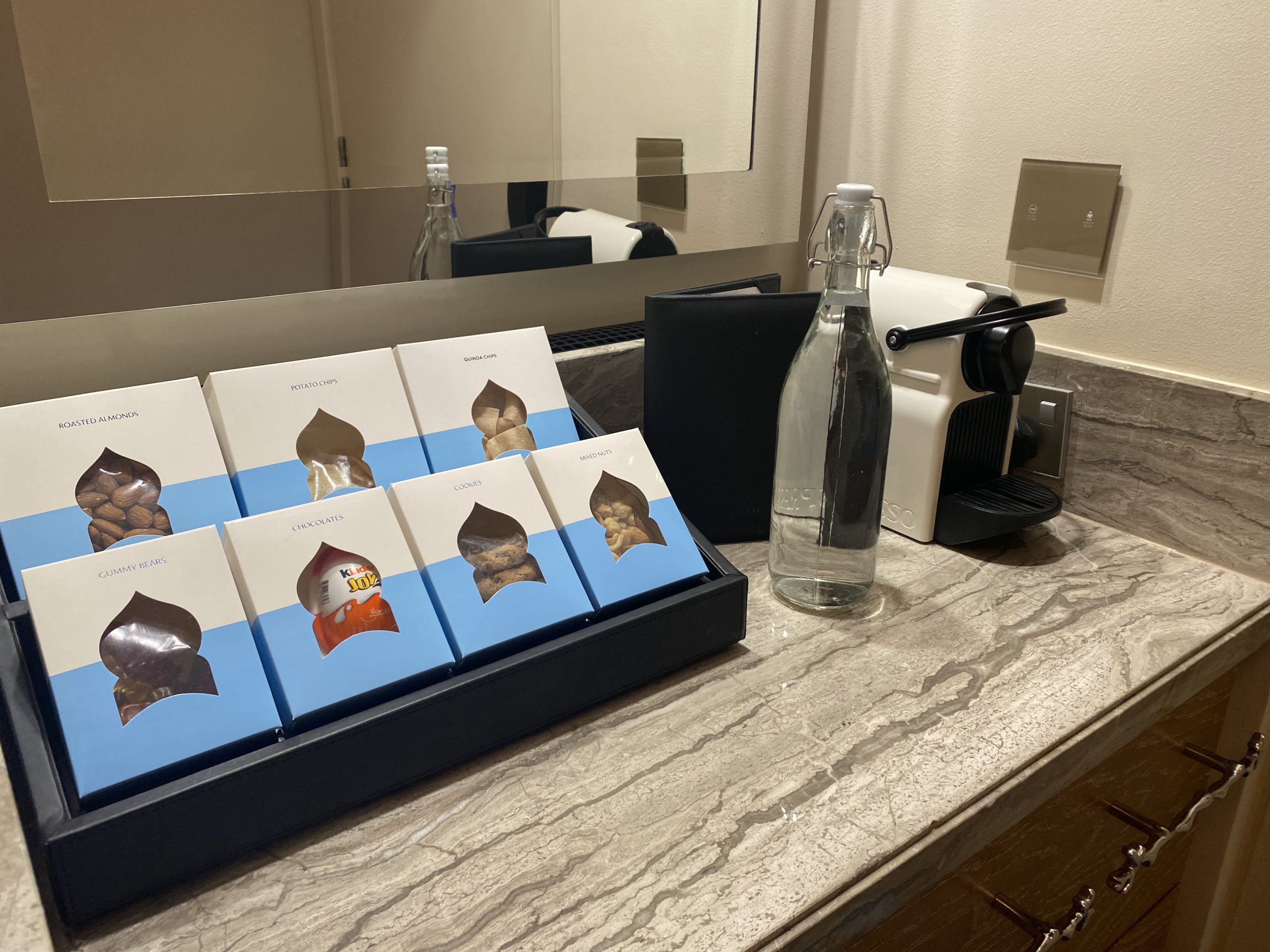 Nespresso Machine and Snacks in an Atlantis The Palm Guestroom