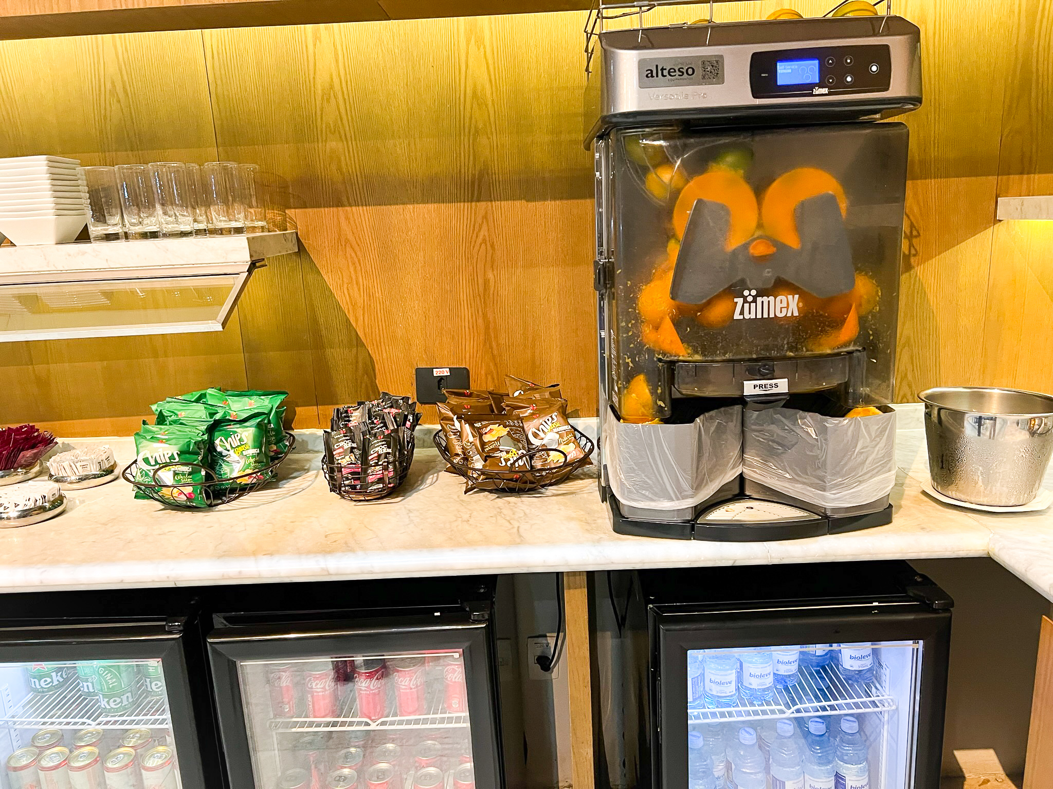 Orange juice machine at LATAM VIP Lounge GRU Orange juice machine at LATAM VIP Lounge GRU