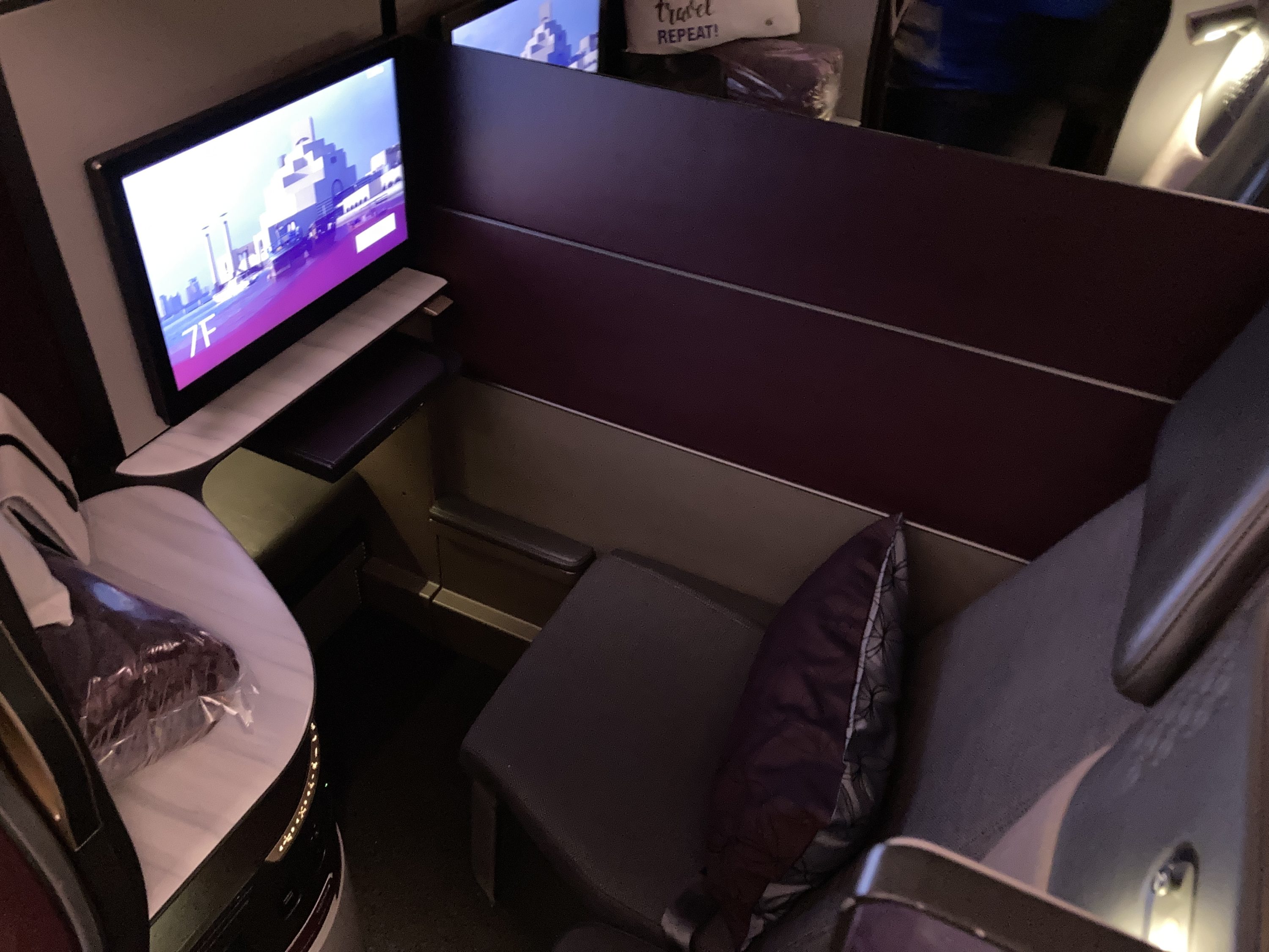 Qatar Airways 777 DOH DFW Qsuite