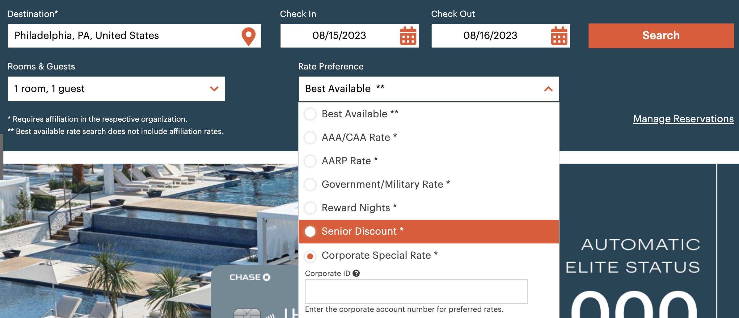 IHG special rate section