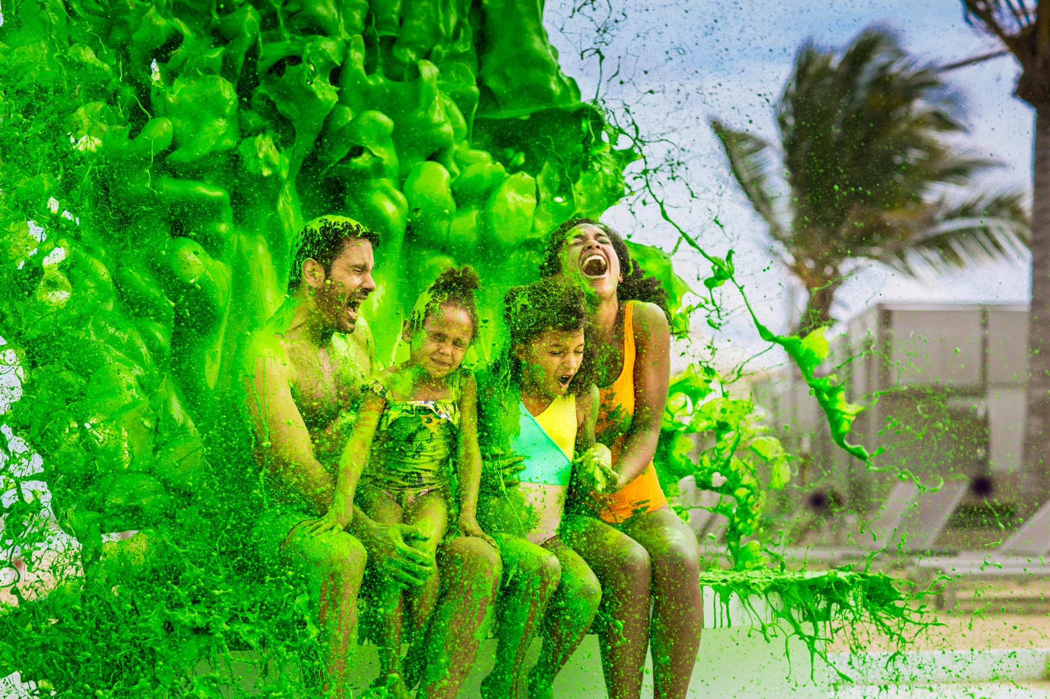 Guests getting slimed Nickelodeon Hotel