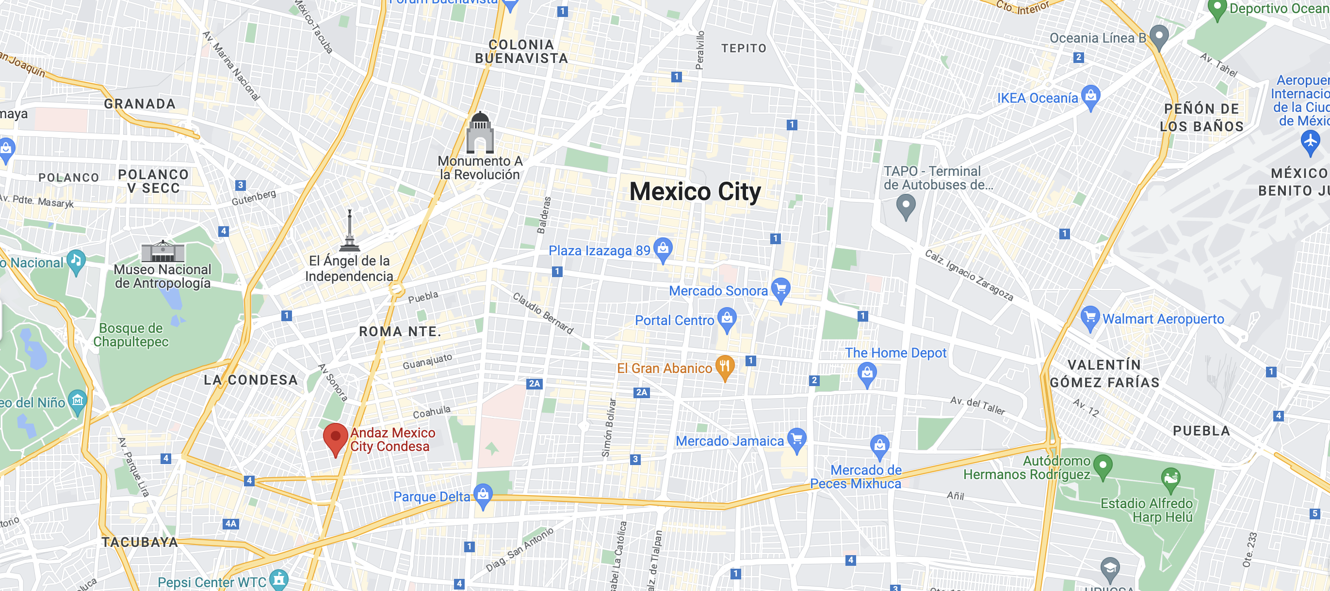 Google Maps location Andaz Mexico City Google Maps location Andaz Mexico City