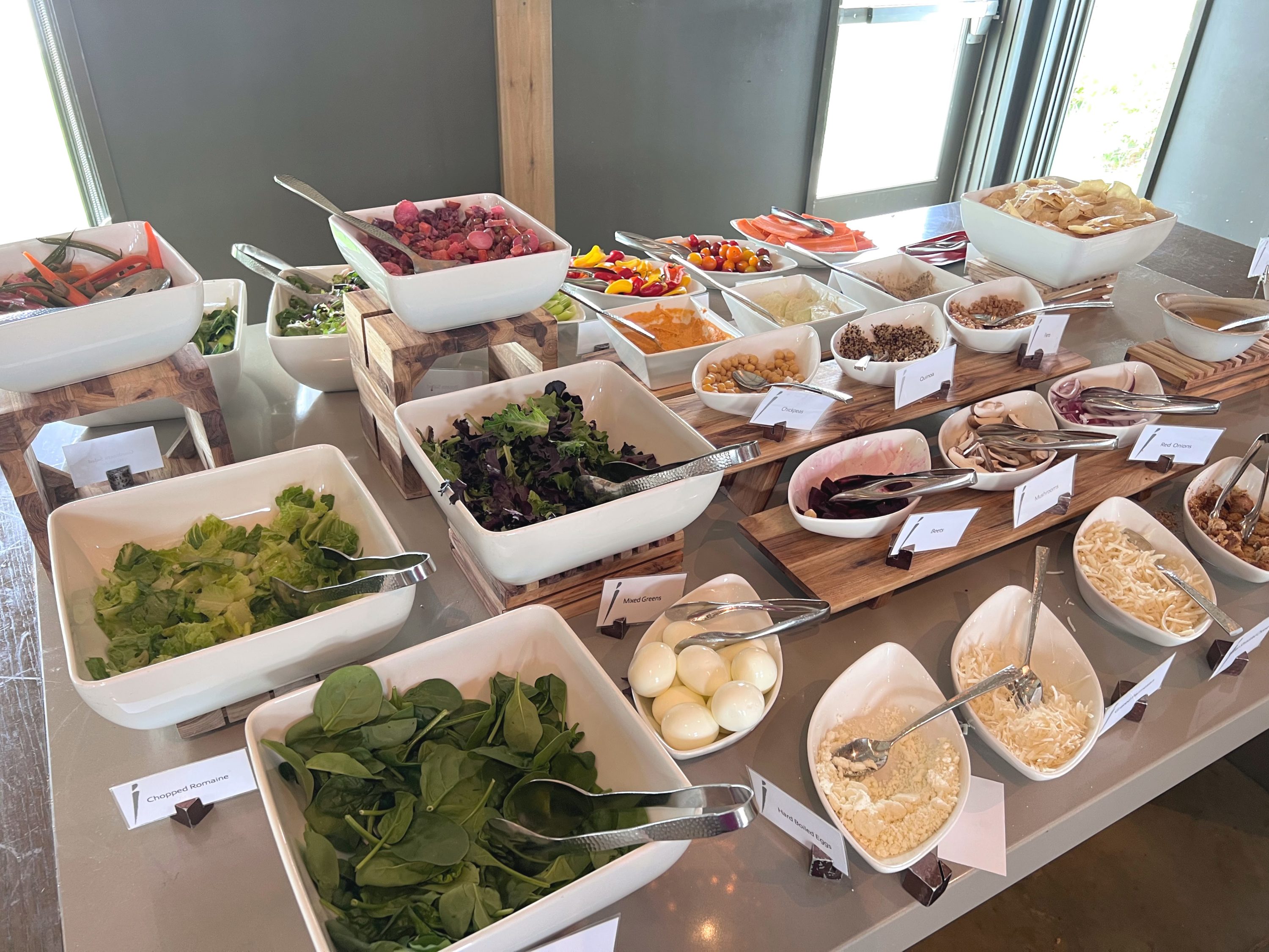 salad bar at lunch at Miraval Berkshires