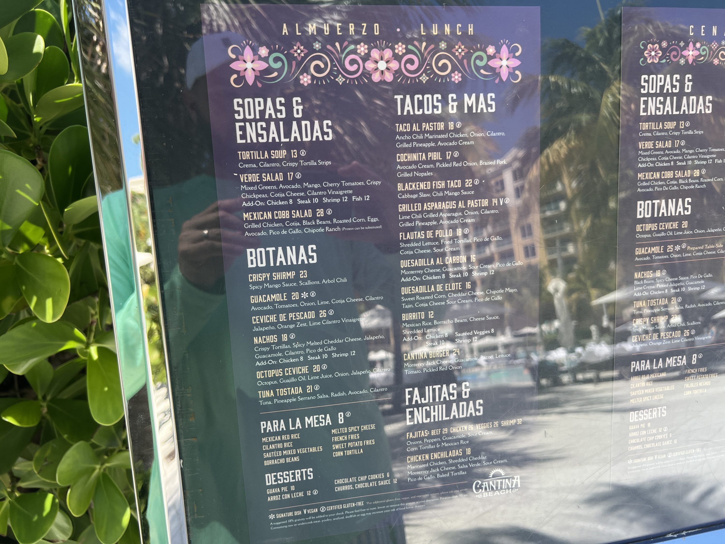 Ritz-Carlton Key Biscayne Cantina Beach menu